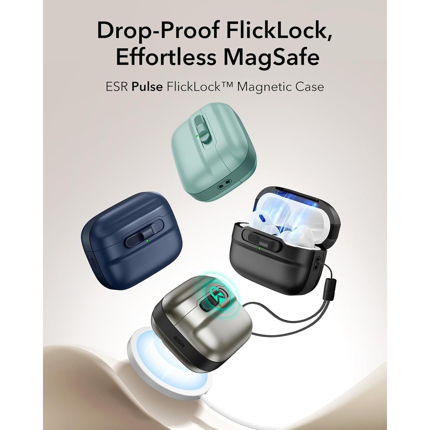 Funda ESR para AirPods Pro 2ª/1ª Gen Verde, MagSafe