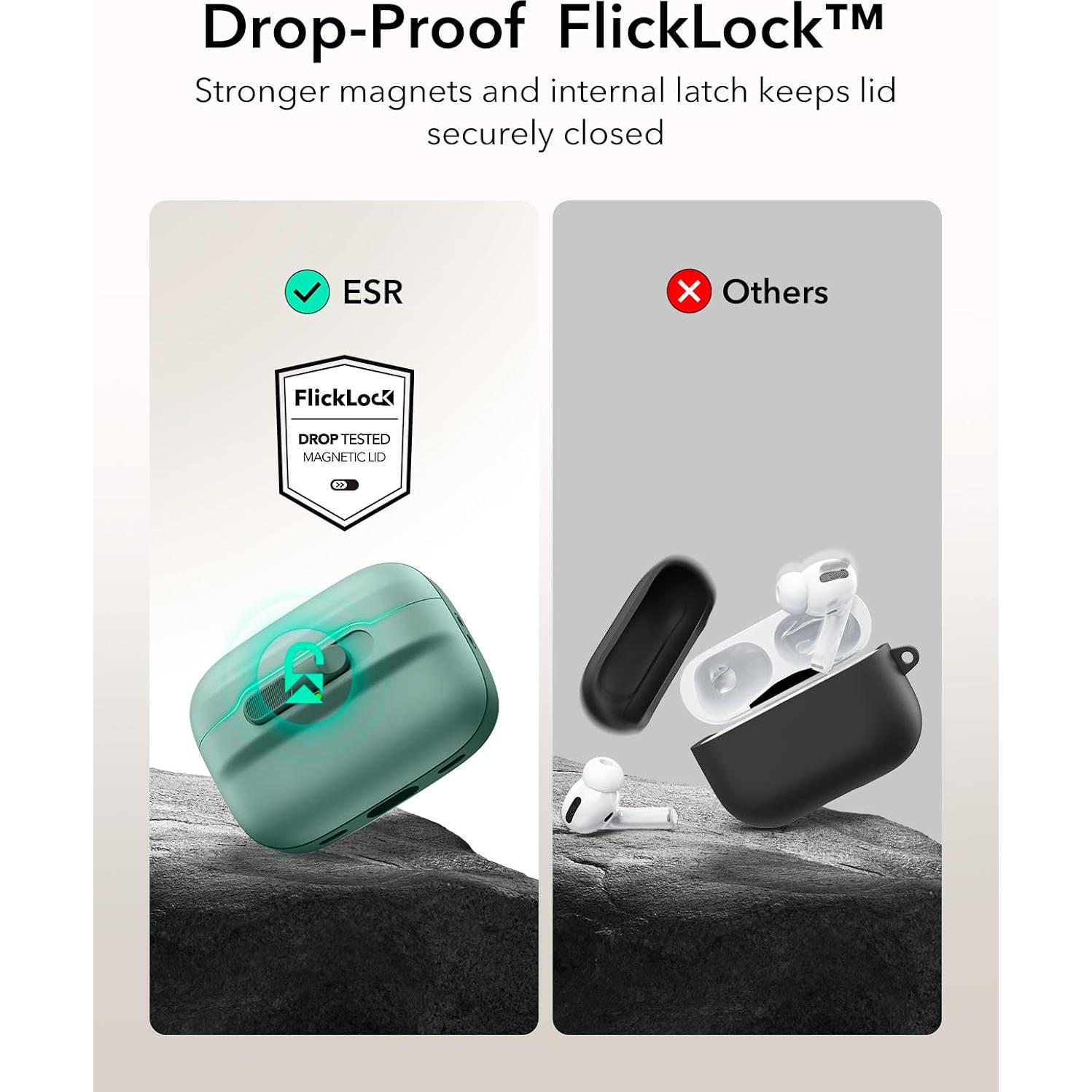 Funda ESR para AirPods Pro 2ª/1ª Gen Verde, MagSafe