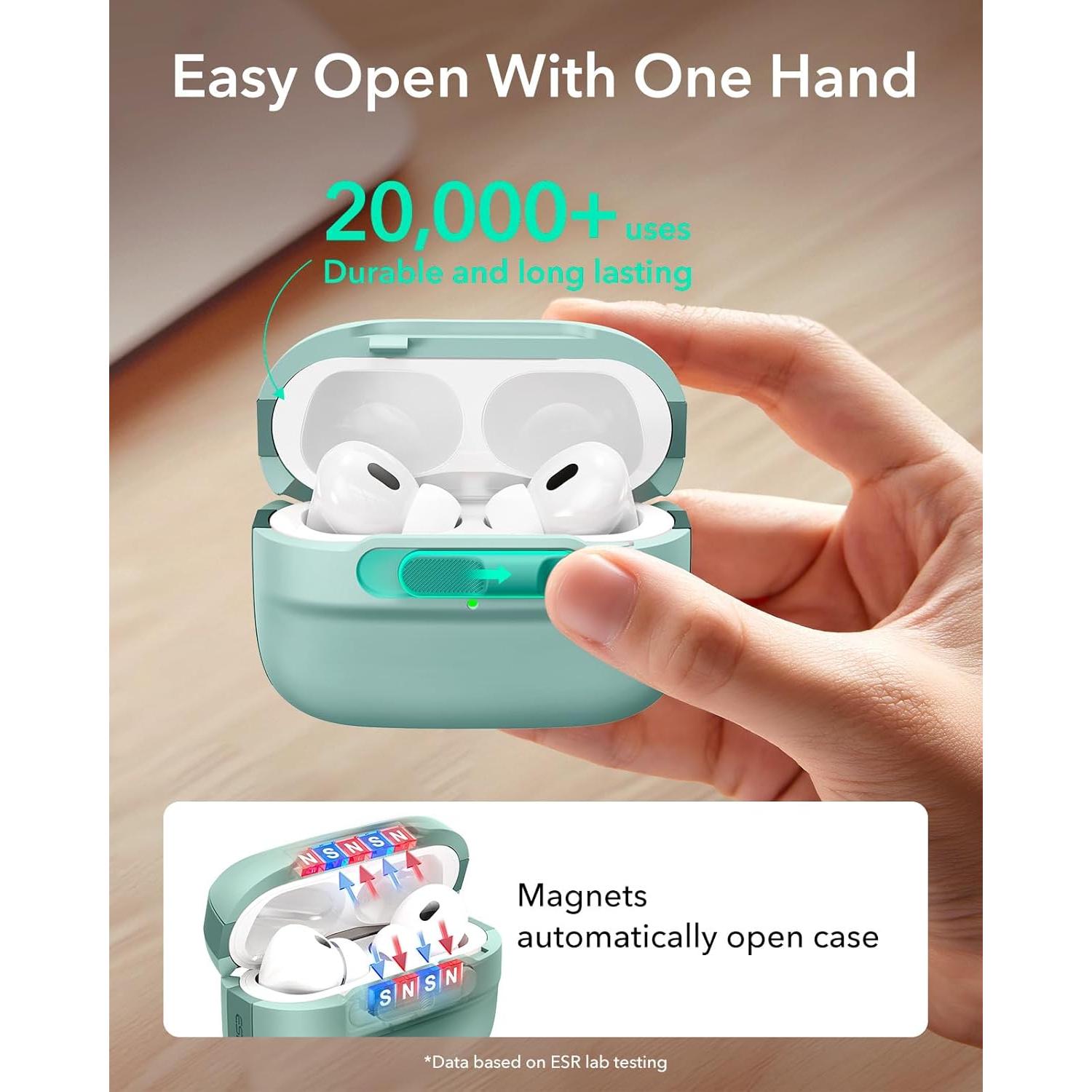 Funda ESR para AirPods Pro 2ª/1ª Gen Verde, MagSafe