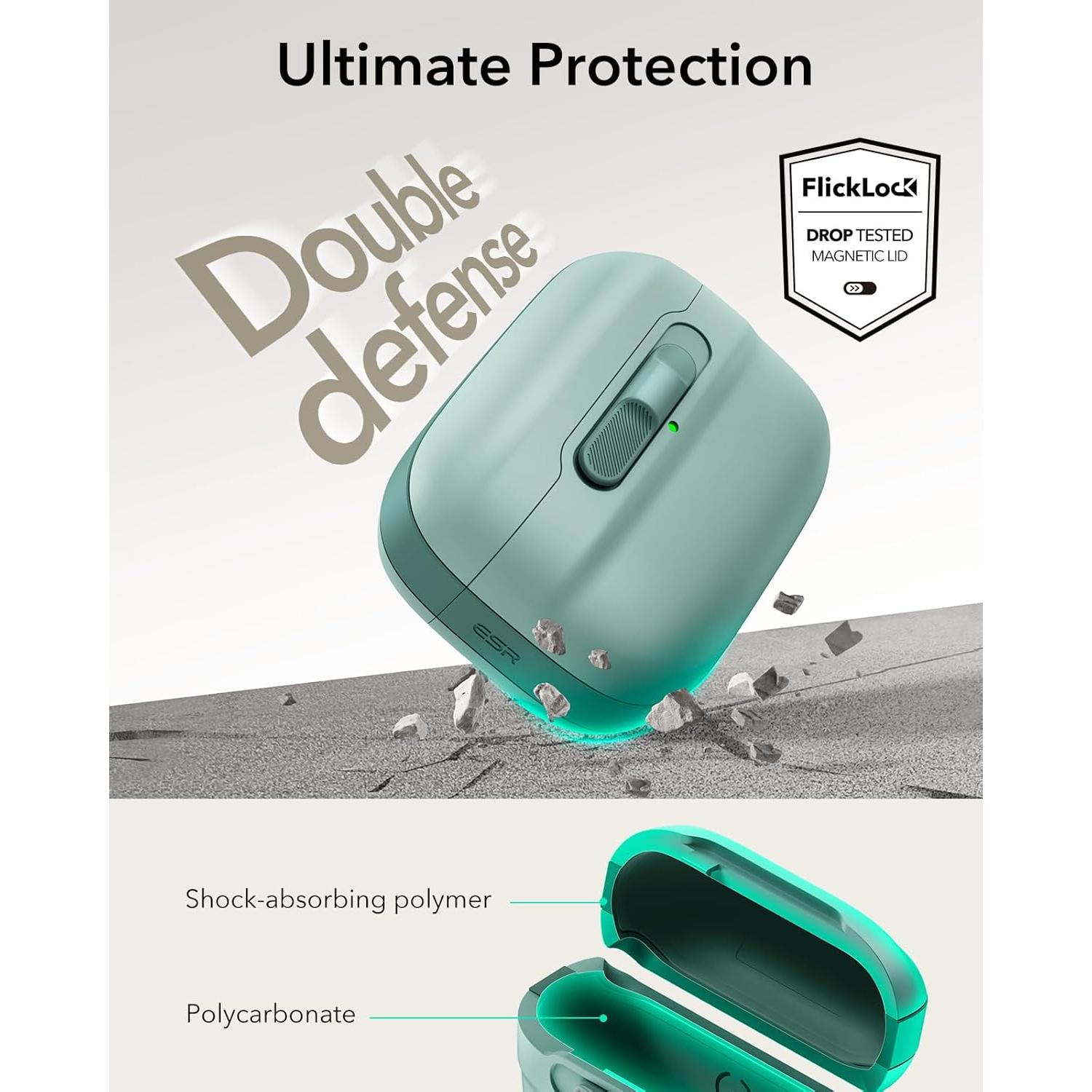 Funda ESR para AirPods Pro 2ª/1ª Gen Verde, MagSafe