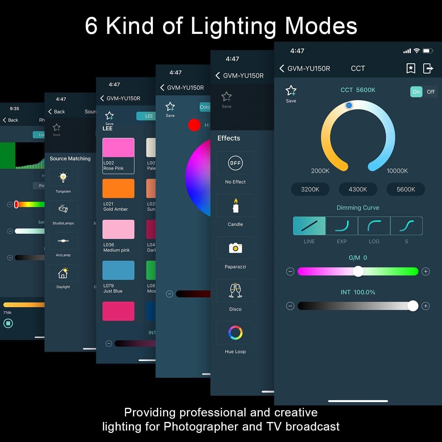 GVM 150W LED Video Light Panel 17200lux/0.5m, Photography Lighting with 2000-10000K, CRI/TLCI 97+, RGB, Gel, 24 Effects, Video Lighting for Filming Camera & Photo Recording with App, DMX, Battery