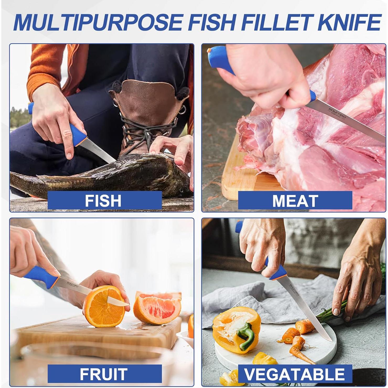 Cuchillo de Filete de Pescado BOLEXINO 17.8 cm Acero Inoxidable