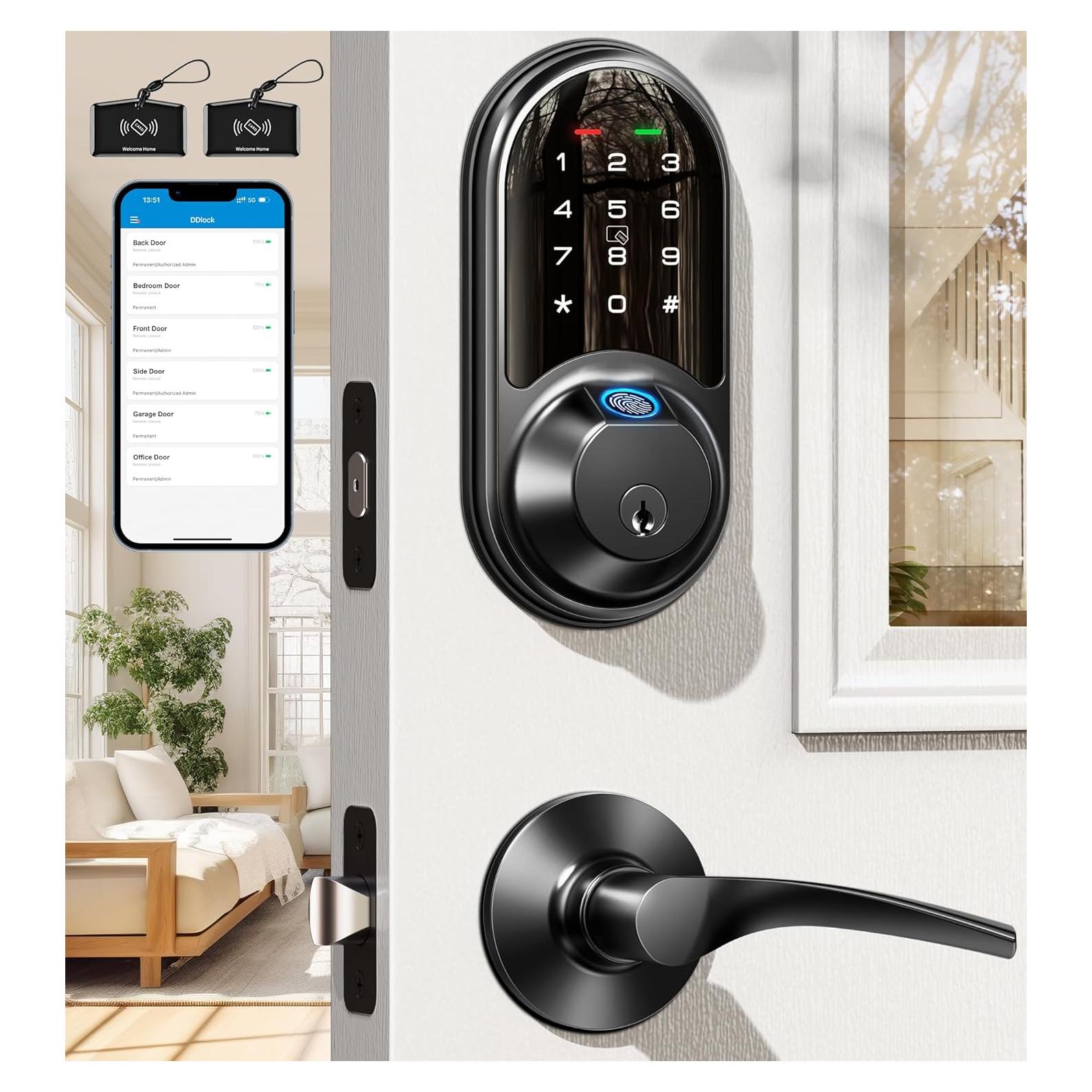 Cerradura Inteligente Veise RZ07B con Huella Dactilar y Manijas