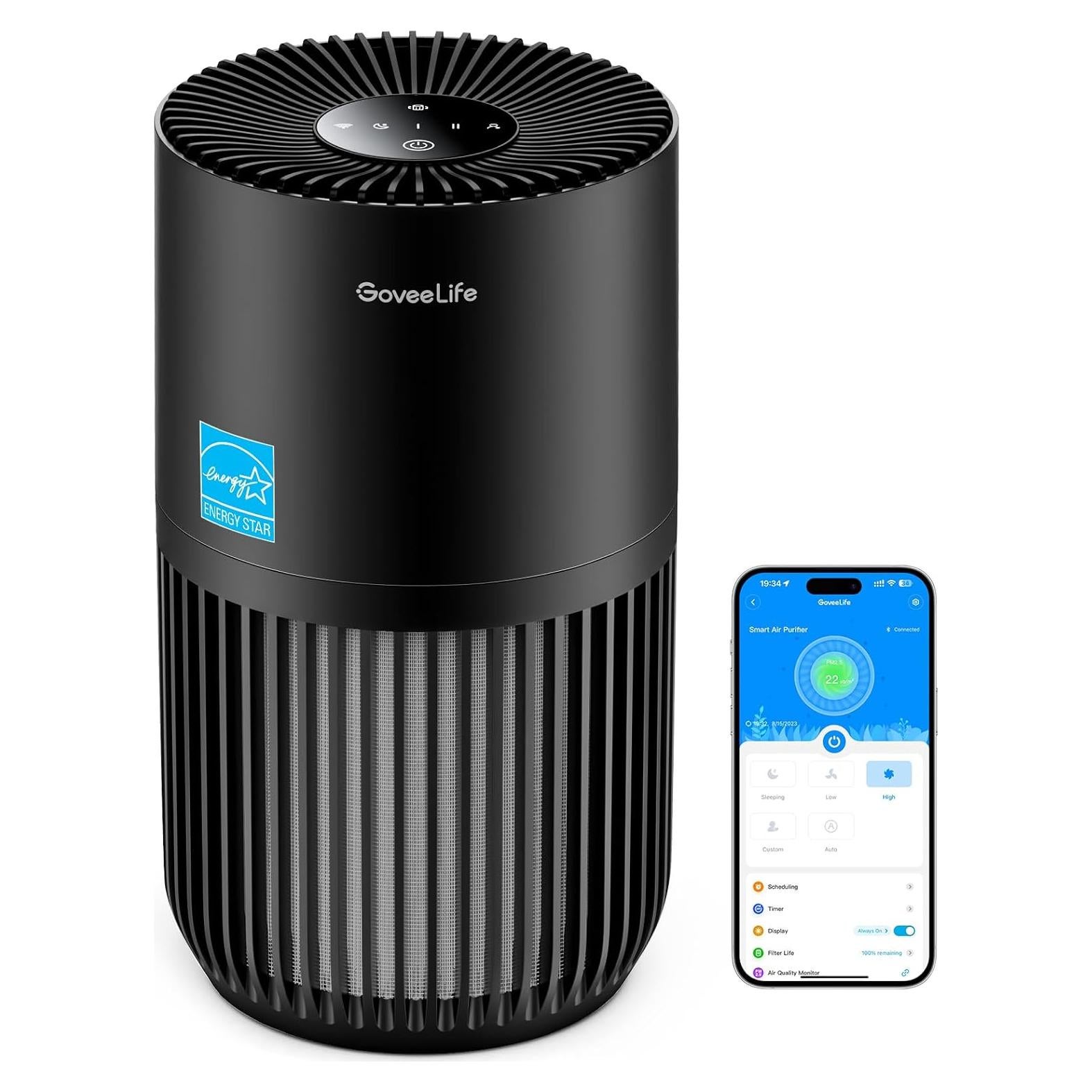 Purificador de Aire GoveeLife Mini HEPA Inteligente Negro