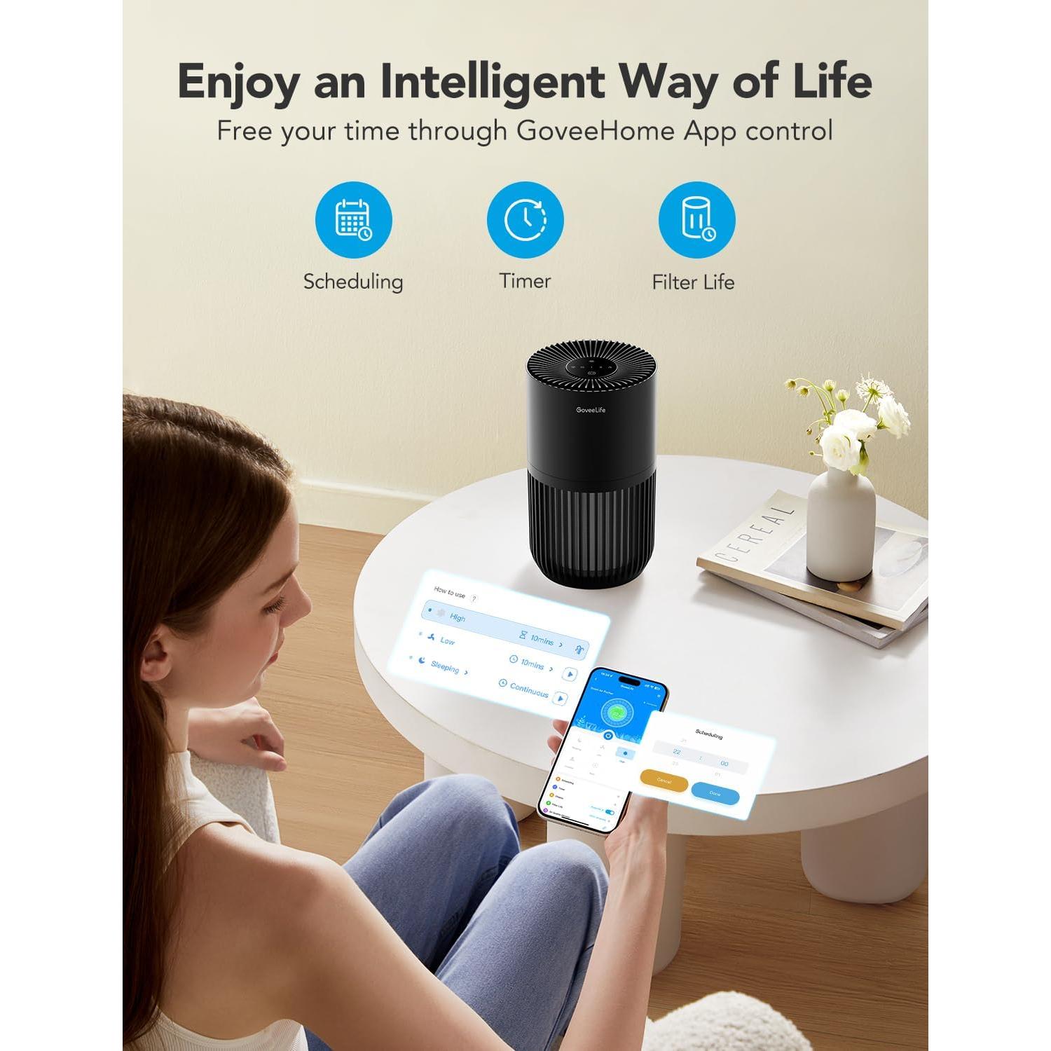 Purificador de Aire GoveeLife Mini HEPA Inteligente Negro