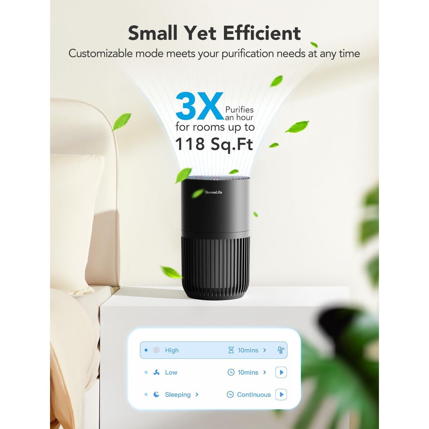 Purificador de Aire GoveeLife Mini HEPA Inteligente Negro