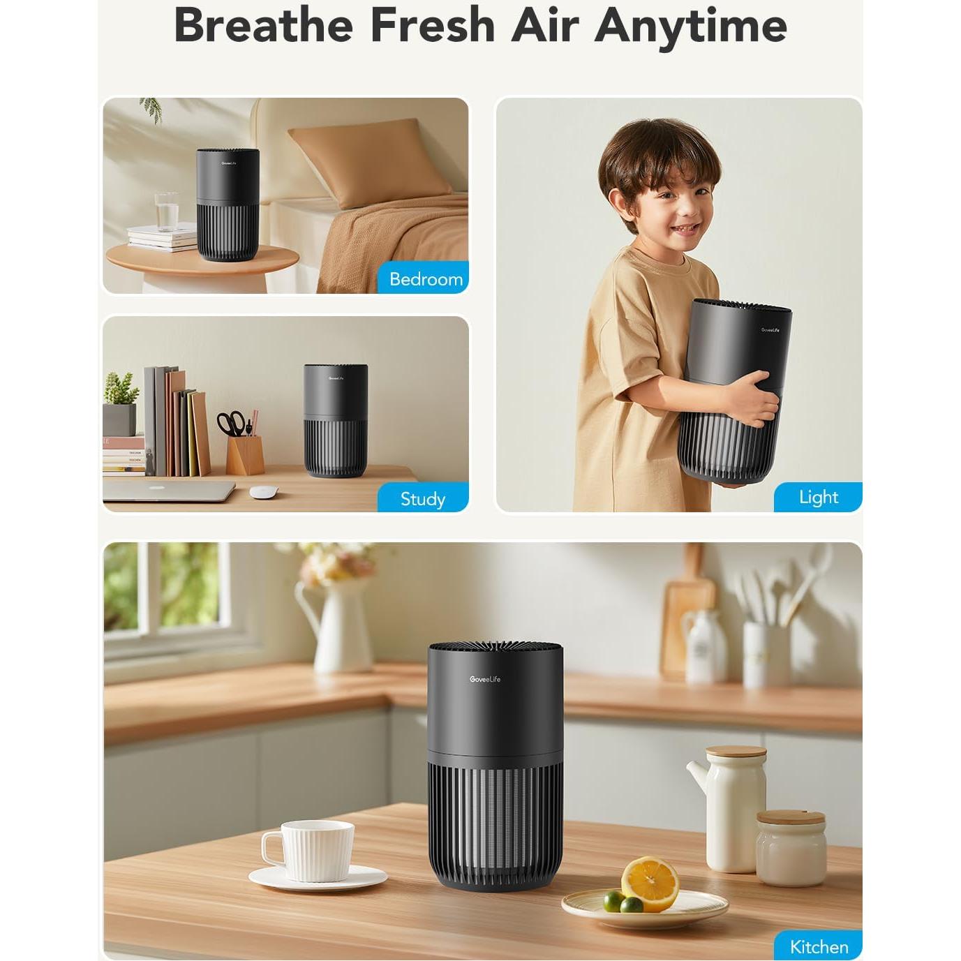 Purificador de Aire GoveeLife Mini HEPA Inteligente Negro