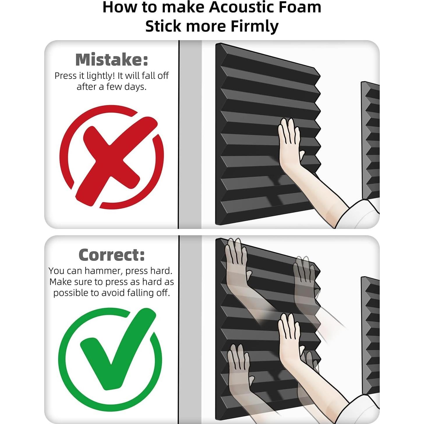 Paquete de 12 Paneles Acústicos LEIYER 1" Negro Autoadhesivos