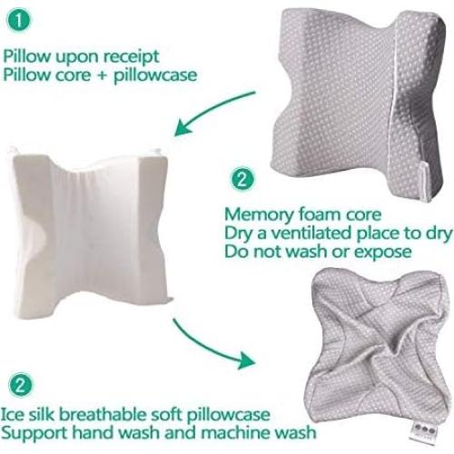 Almohada Cervical ALEVMOOM Espuma de Memoria Gris 38x36x15cm