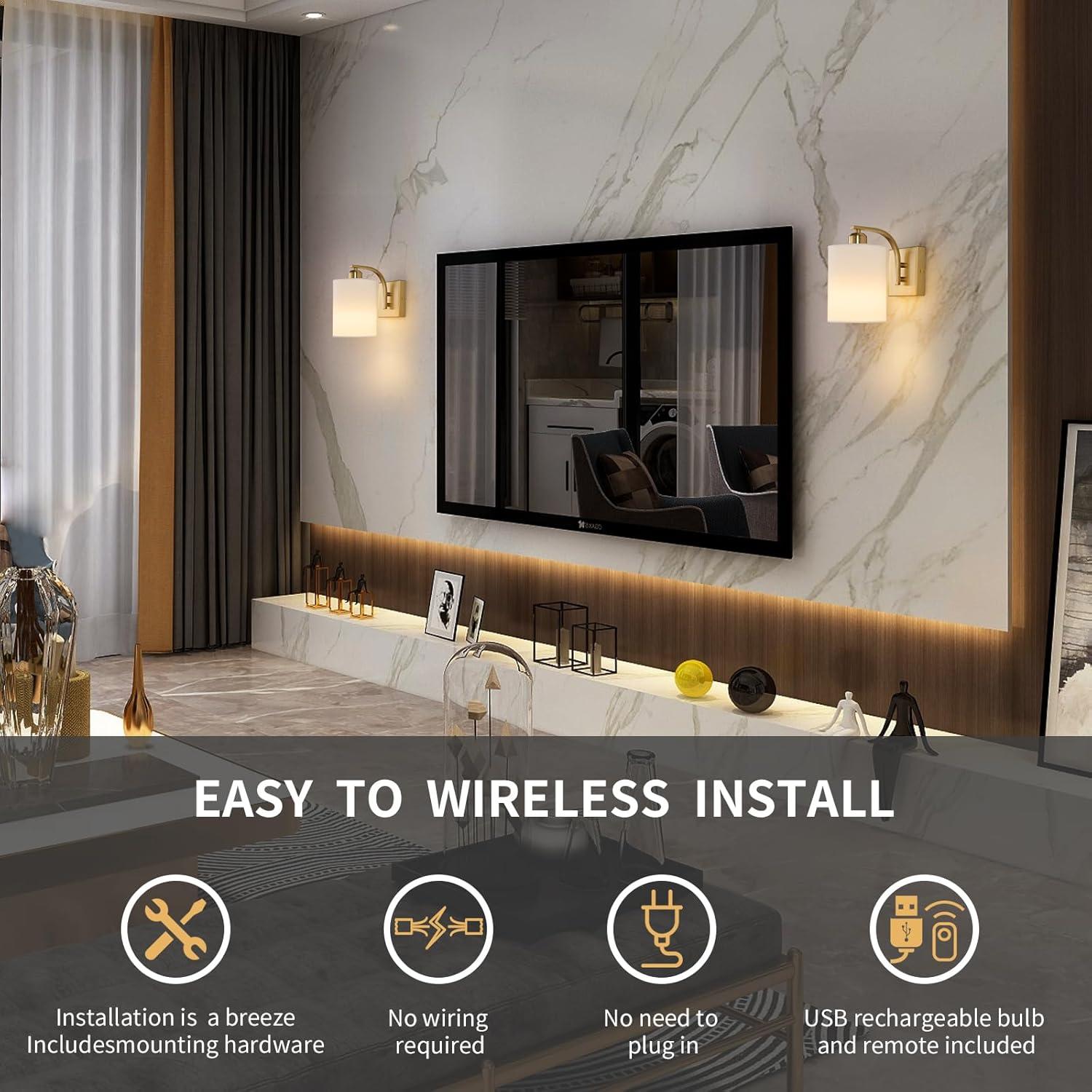 Apliques de Pared Recargables Powfloven Set de 2 LED Dimmables