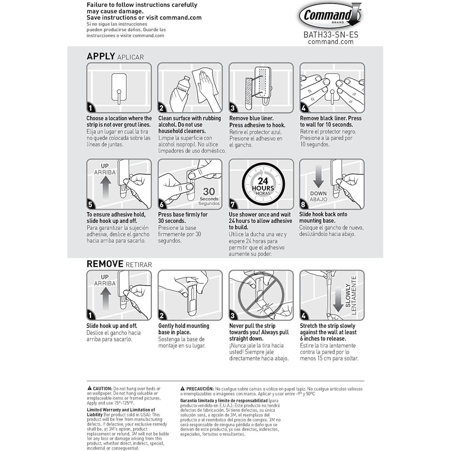 Gancho para Baño Command Acero Satinado 1 Gancho 450g