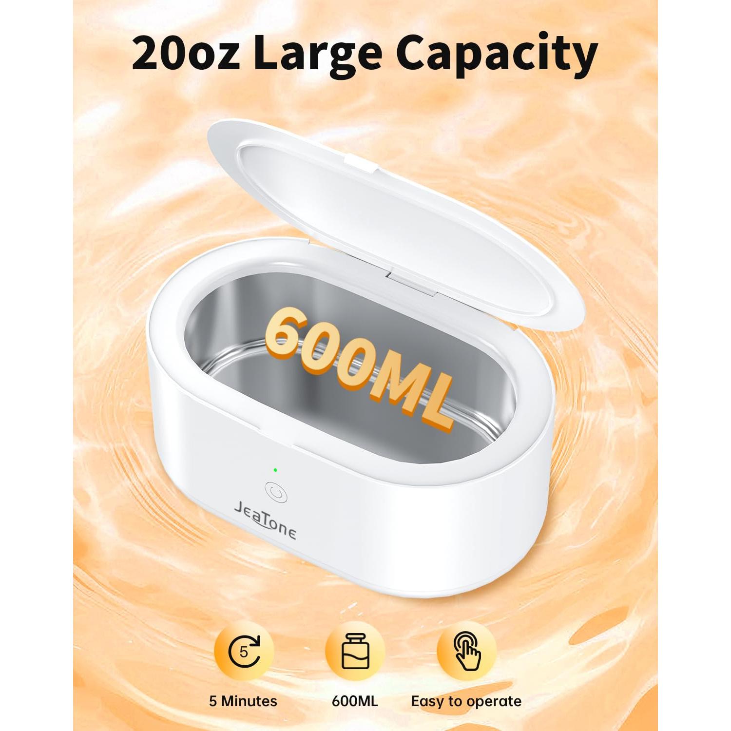 Limpiadora Ultrasónica de Joyas Jeatone 600ml 46kHz Negra