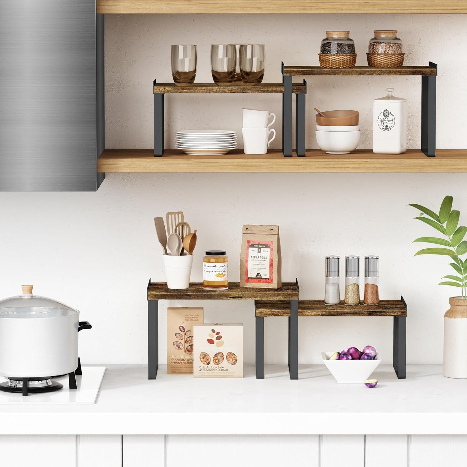 Organizadores de Gabinete de Cocina Goozii - Juego de 4 Estantes Expandibles