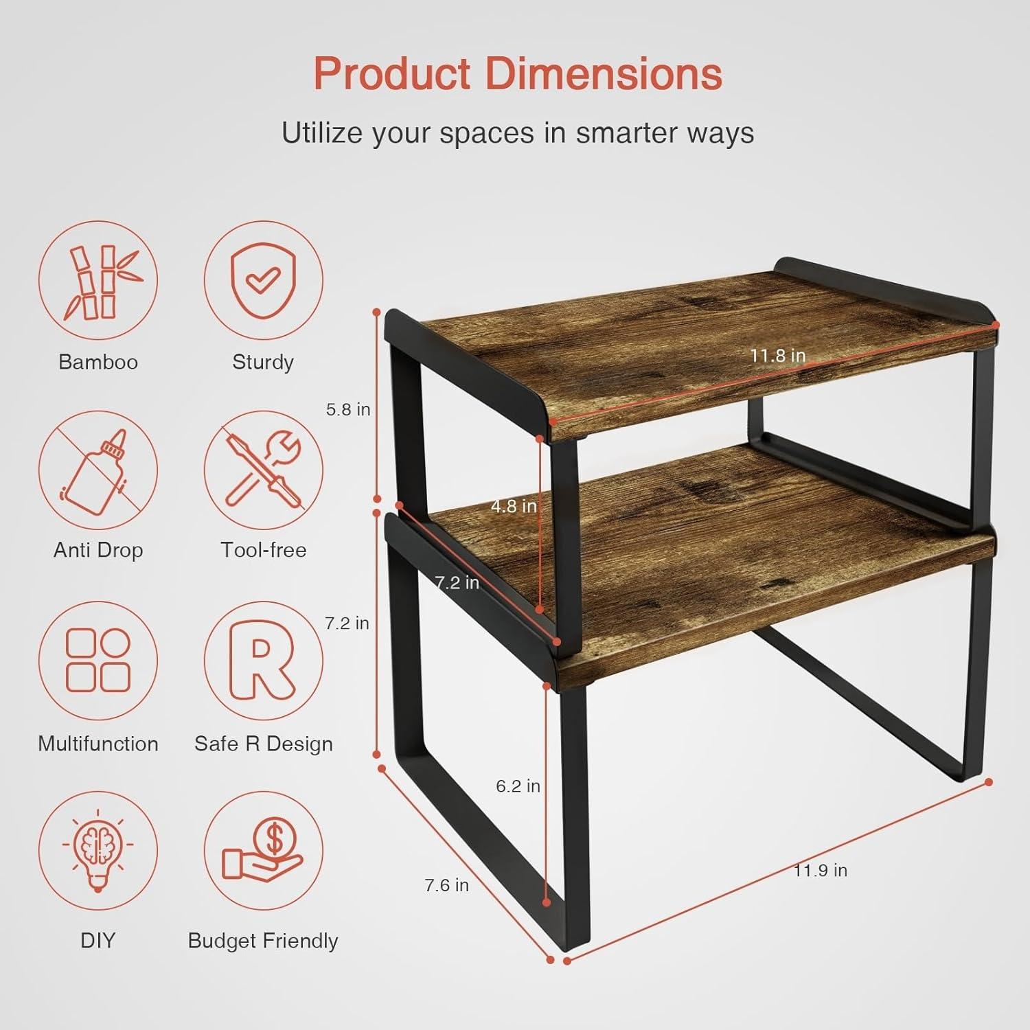Organizadores de Gabinete de Cocina Goozii - Juego de 4 Estantes Expandibles