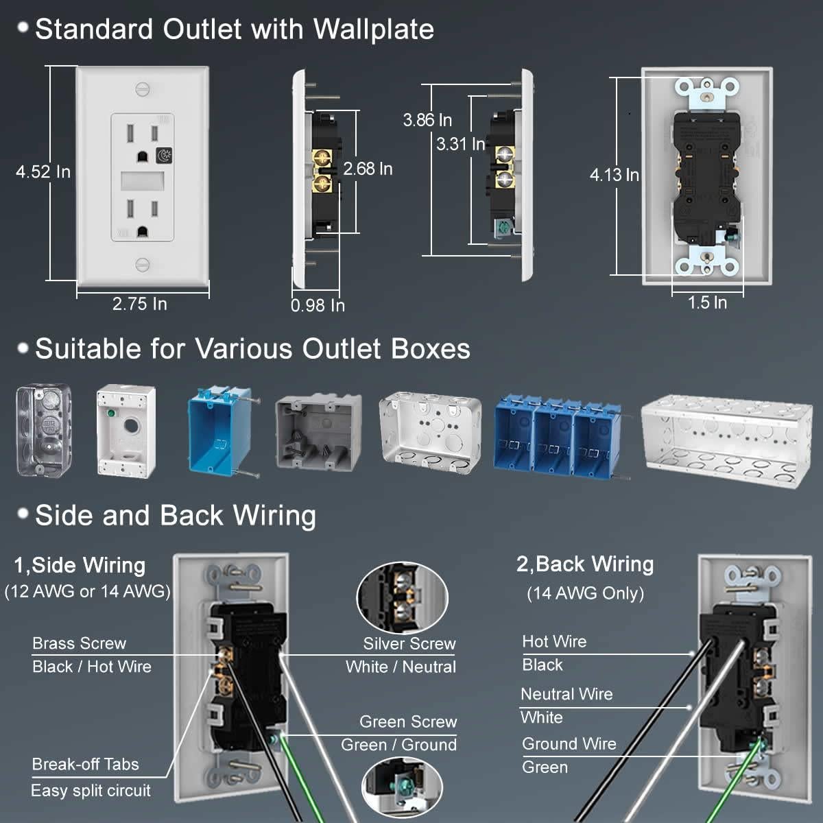 Enchufe de Pared SOZULAMP con Luz Nocturna 4 Unidades Negro