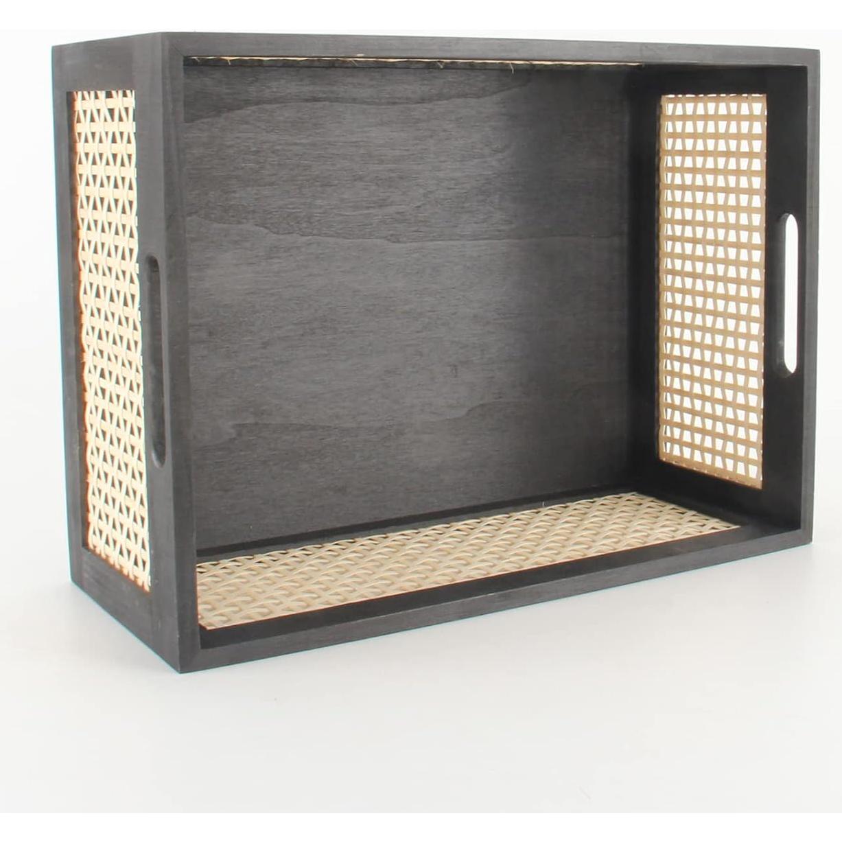 Cesta de Almacenamiento de Madera Negra HODAKJUE 38x28x16 cm