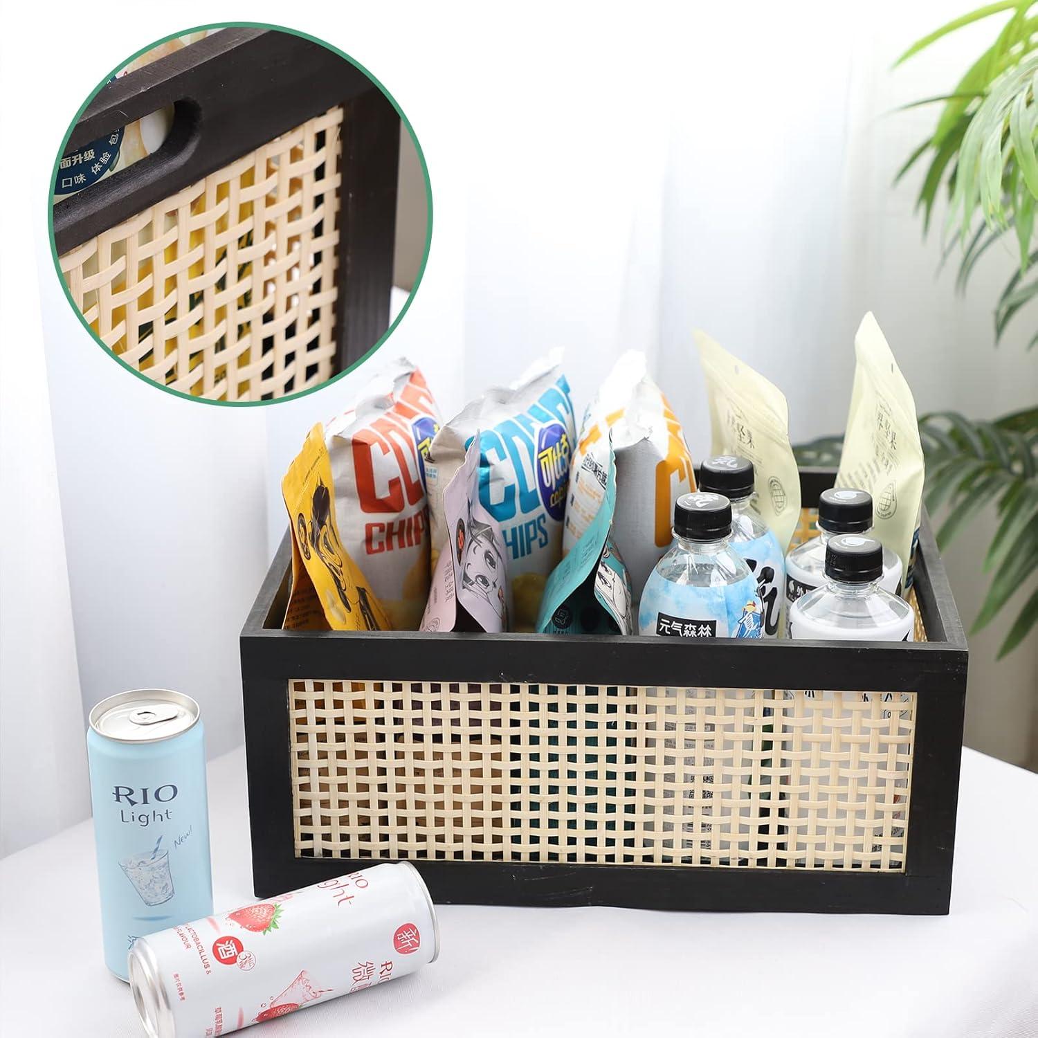 Cesta de Almacenamiento de Madera Negra HODAKJUE 38x28x16 cm