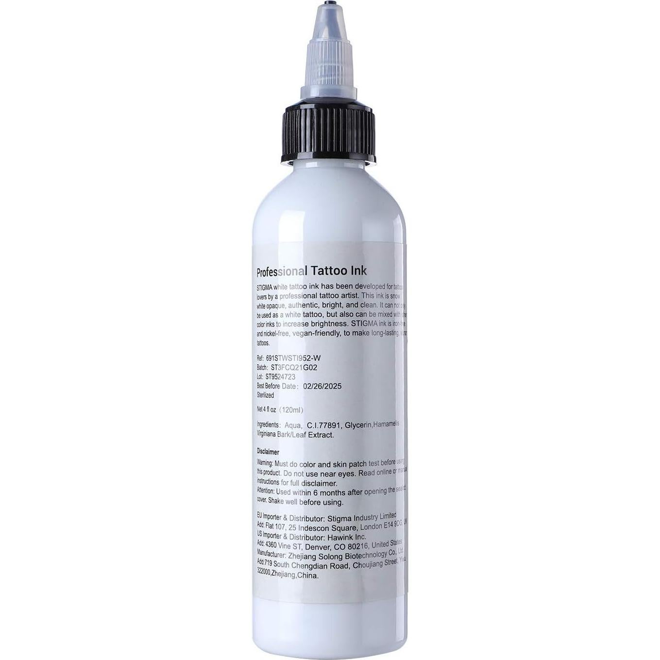 Tinta para Tatuajes STIGMA 120ml Blanco Brillante Pigmento