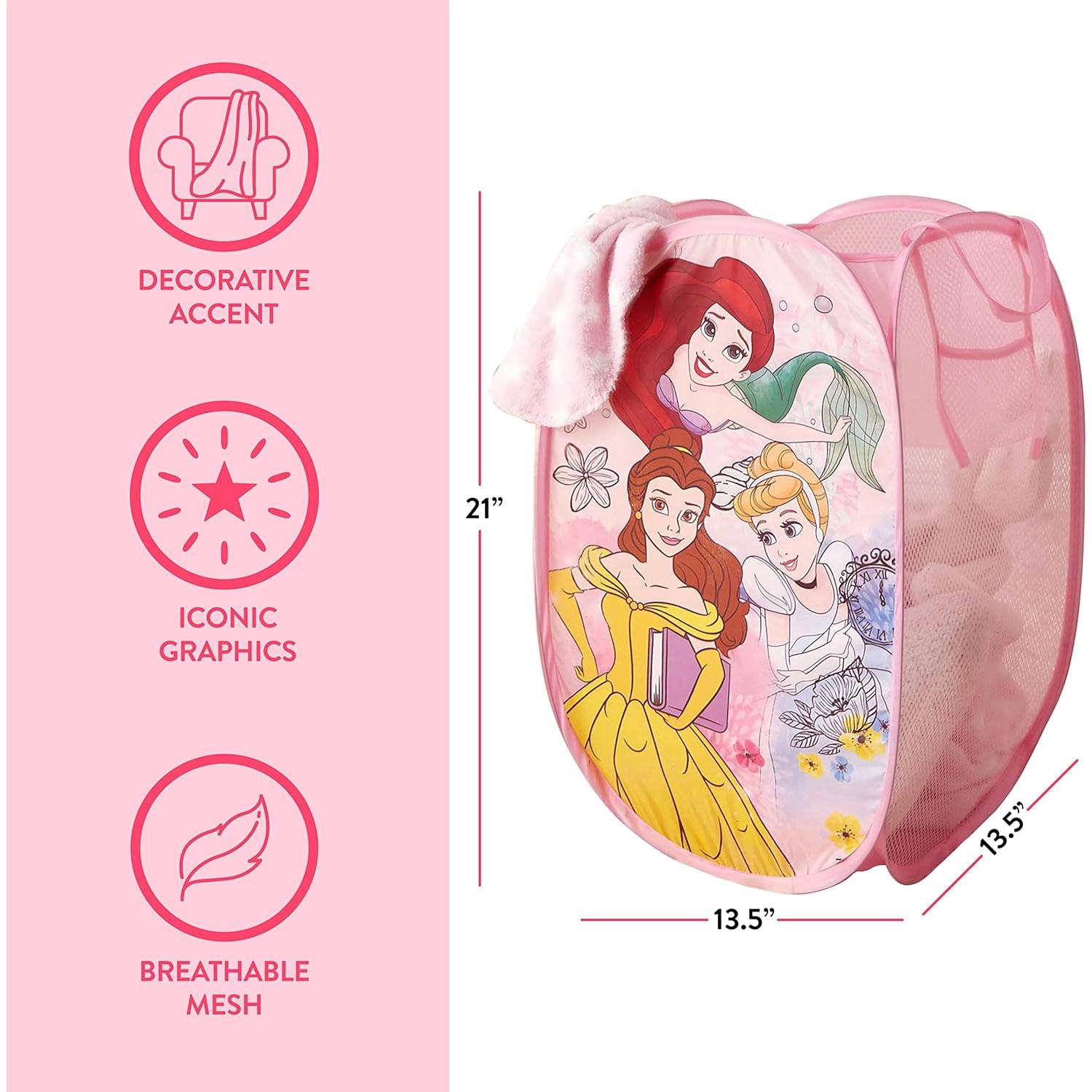 Disney Princess Pop Up Hamper with Durable Handles, 21"H x 13.5"W x 13.5" L