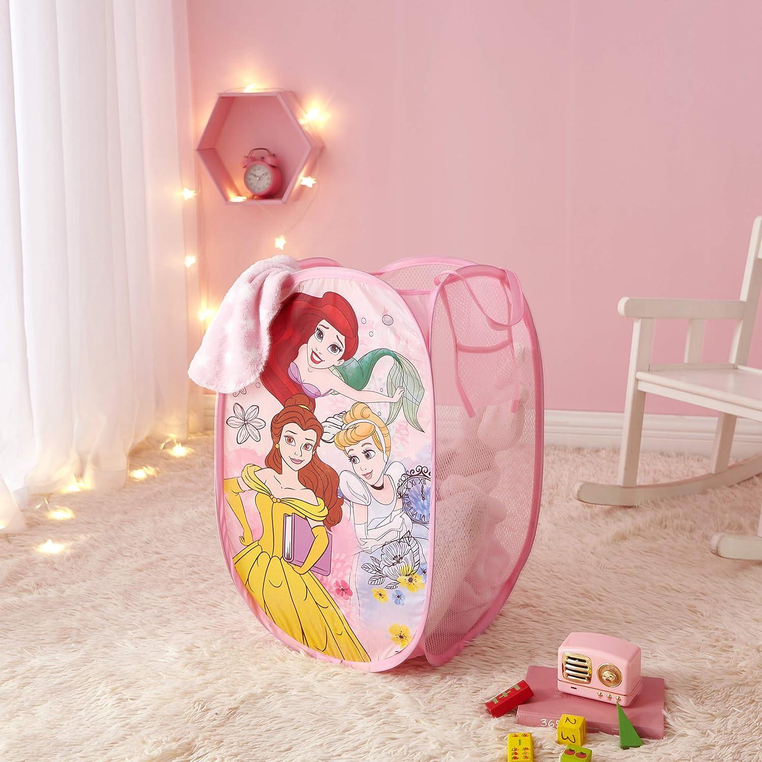 Disney Princess Pop Up Hamper with Durable Handles, 21"H x 13.5"W x 13.5" L