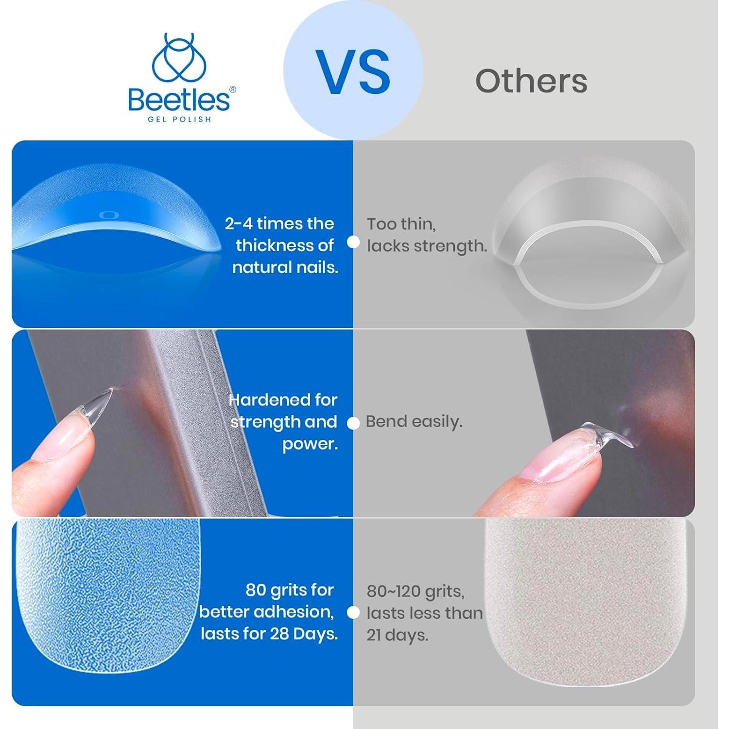 Consejos de Uñas de Gel Beetles Flat-X 320pcs Almendra Corta