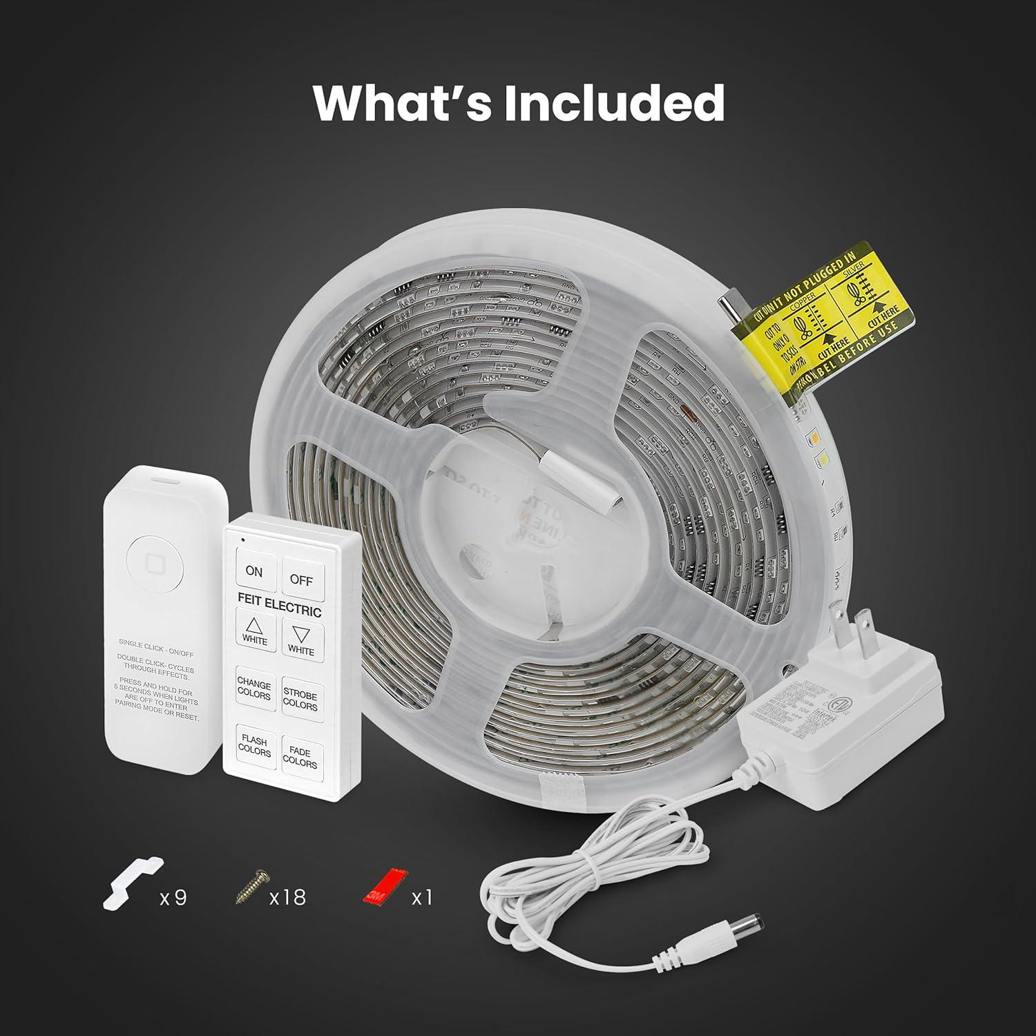 Tira de Luz LED Inteligente Feit Electric 4.88m RGBW Control Remoto