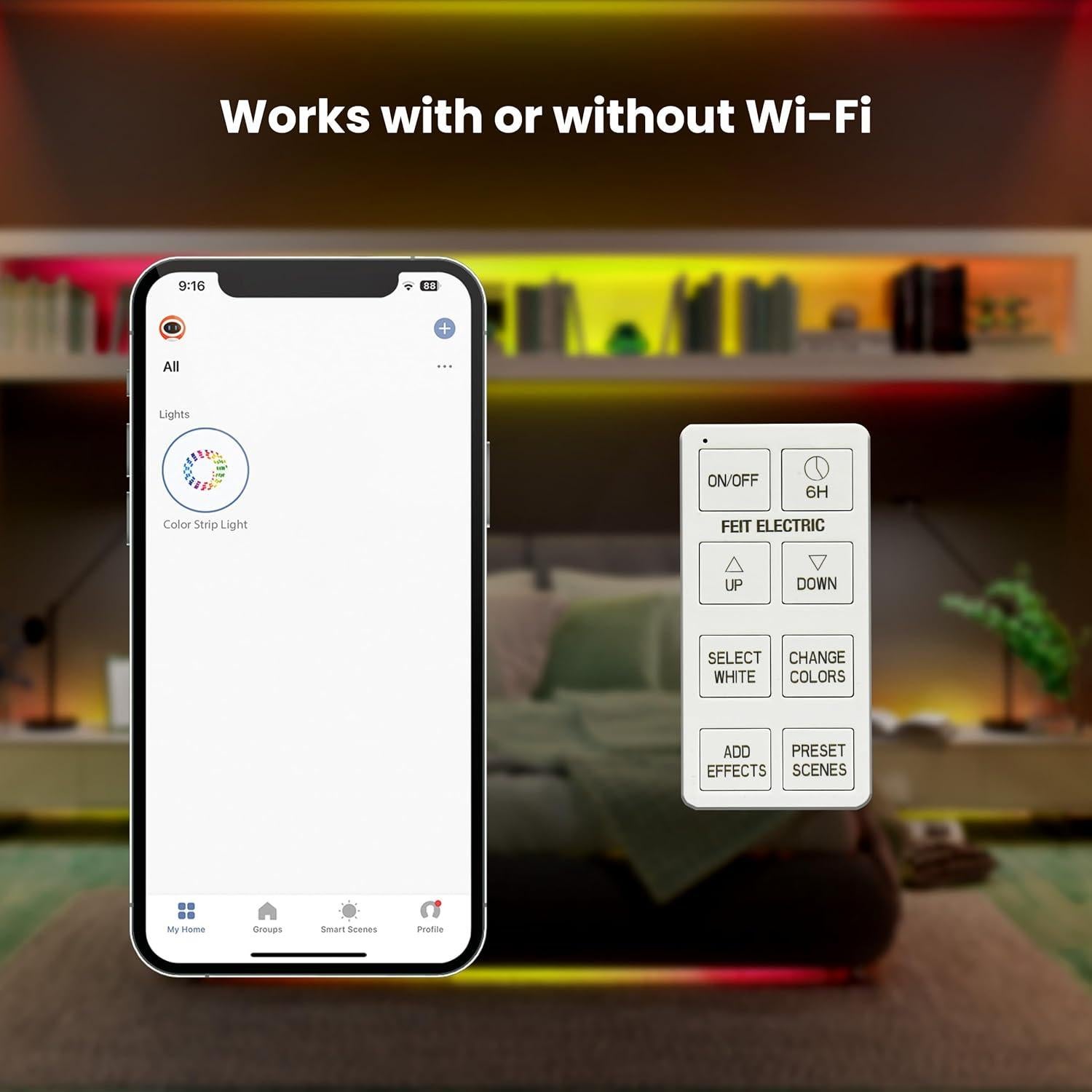 Tira de Luz LED Inteligente Feit Electric 4.88m RGBW Control Remoto