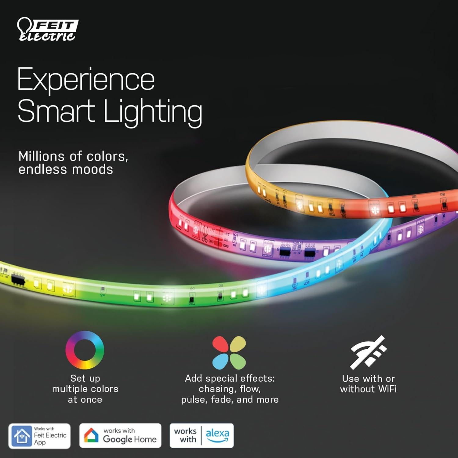 Tira de Luz LED Inteligente Feit Electric 4.88m RGBW Control Remoto