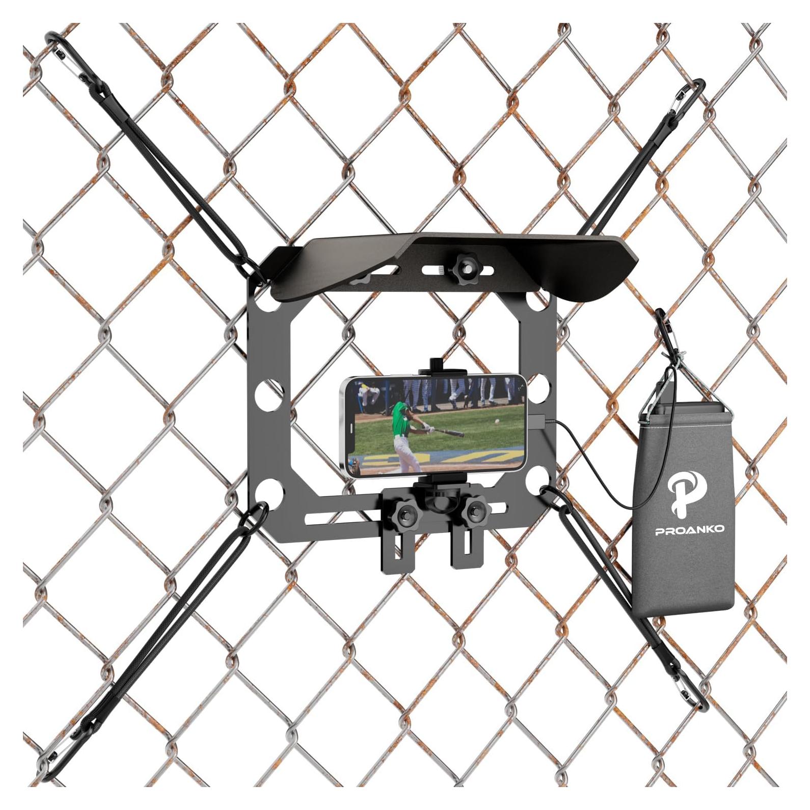 Phone Fence Mount with Shade for iPhone, GoPro and Other Action Cameras, Multi-Point Adjustable, Mounting Kit for Game Changer, for Recording Baseball,Softball and Tennis Games (Plus)