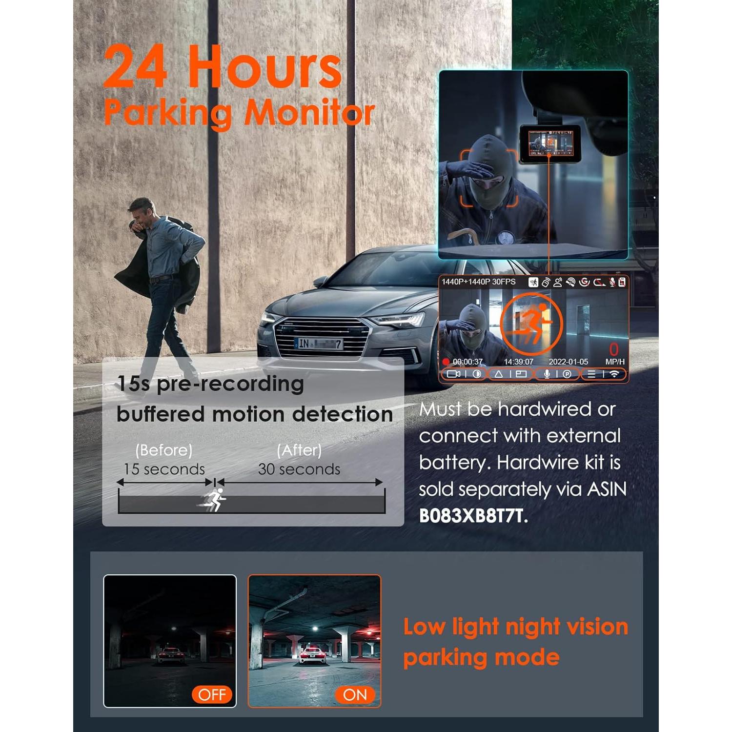Cámara Dash Vantrue E2 DUAL 2.7K Delantera y Trasera GPS