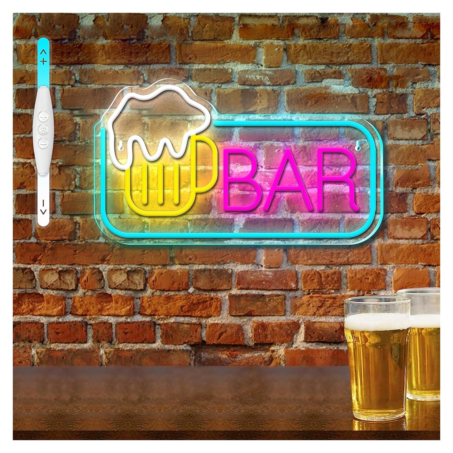 Cartel de Neón de Cerveza JIARODEY 25.4x39.88 cm USB Ajustable