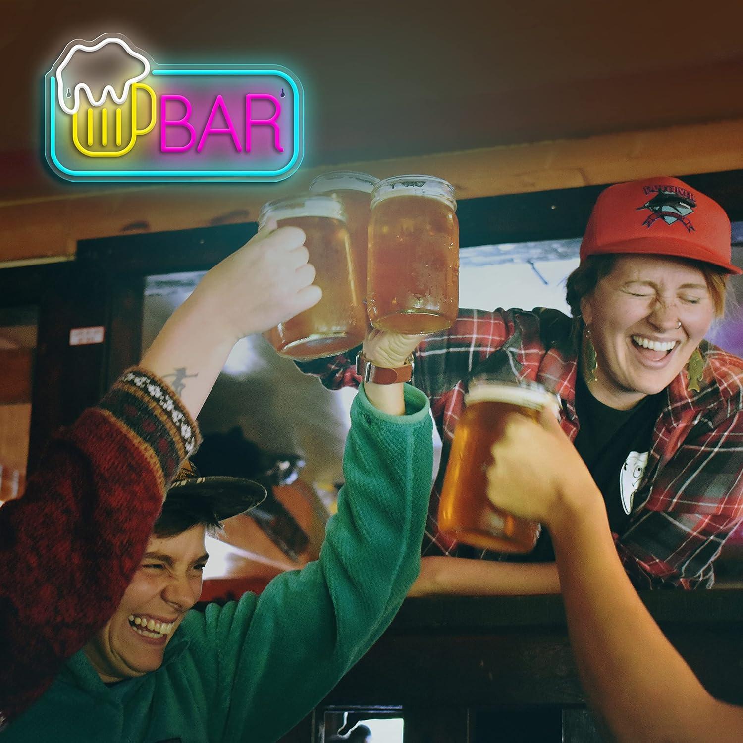 Cartel de Neón de Cerveza JIARODEY 25.4x39.88 cm USB Ajustable