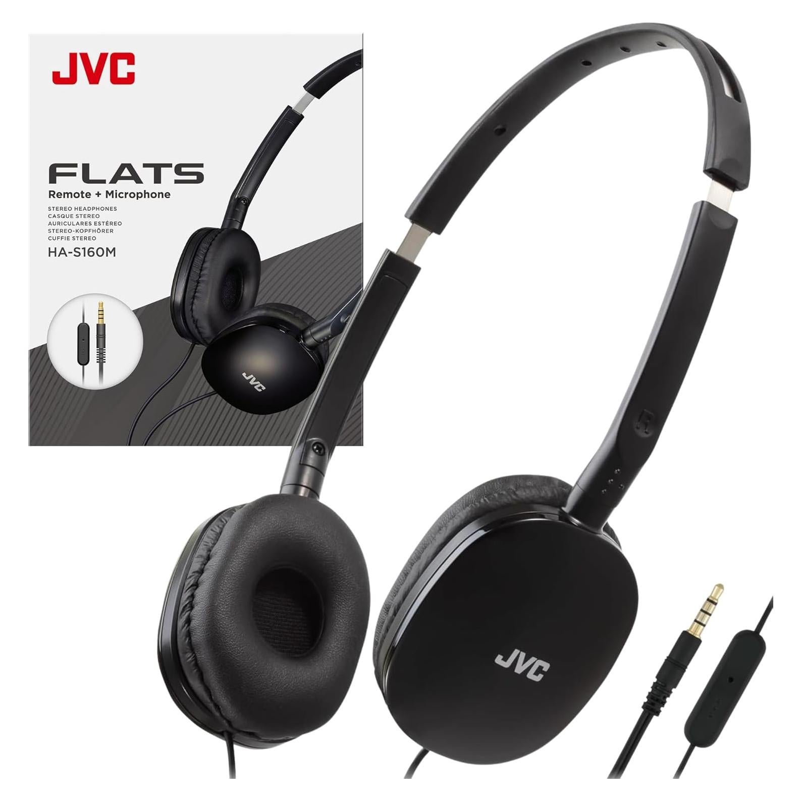 Auriculares JVC On-Ear Plegables con Micrófono - 30mm - Negro