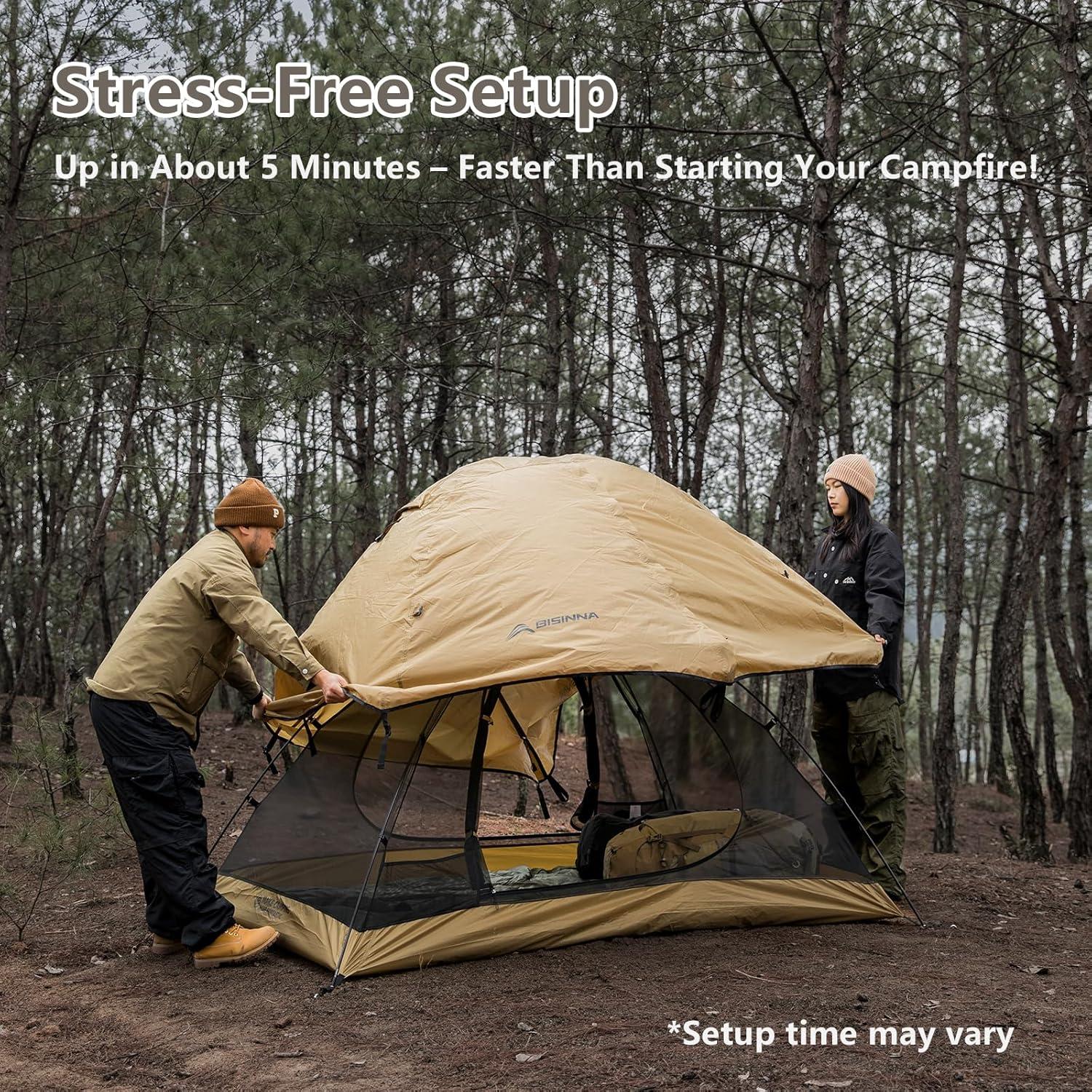 Tienda de Camping BISINNA 2 Personas Impermeable 3 Temporadas