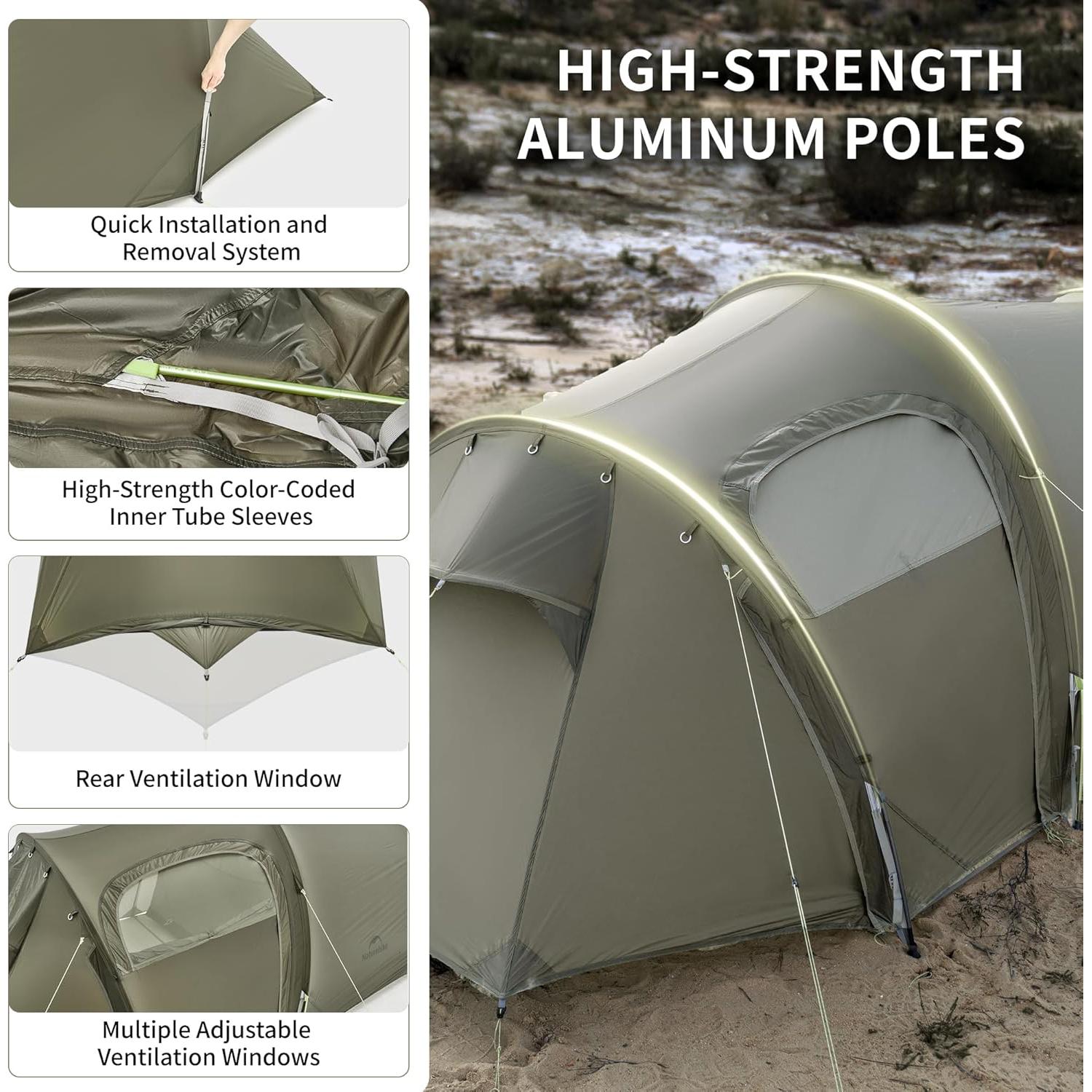 Carpa de Túnel Naturehike Opalus para 2 Personas Impermeable