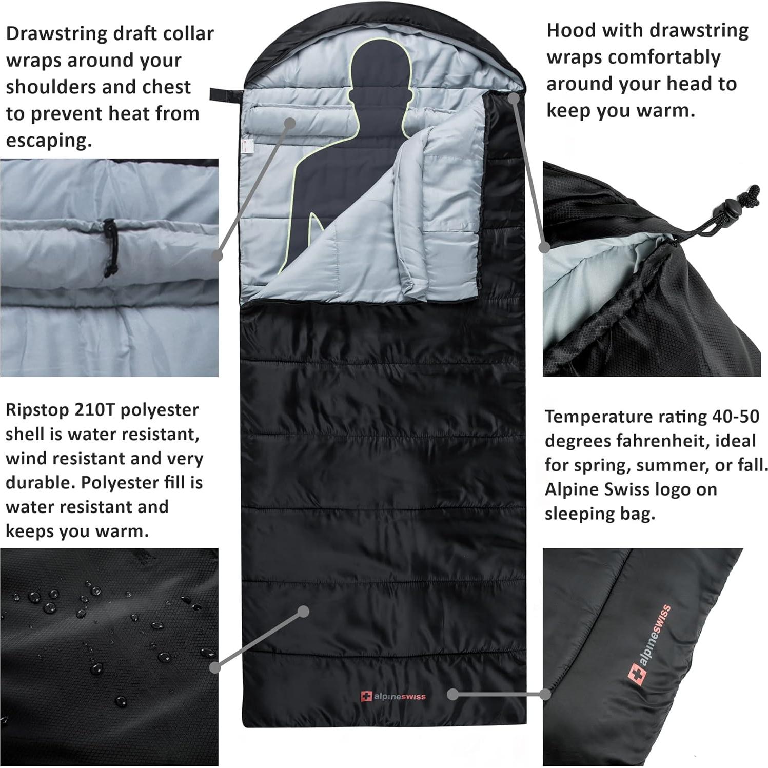 Saco de Dormir Alpine Swiss 0°C Ligero Impermeable Adulto