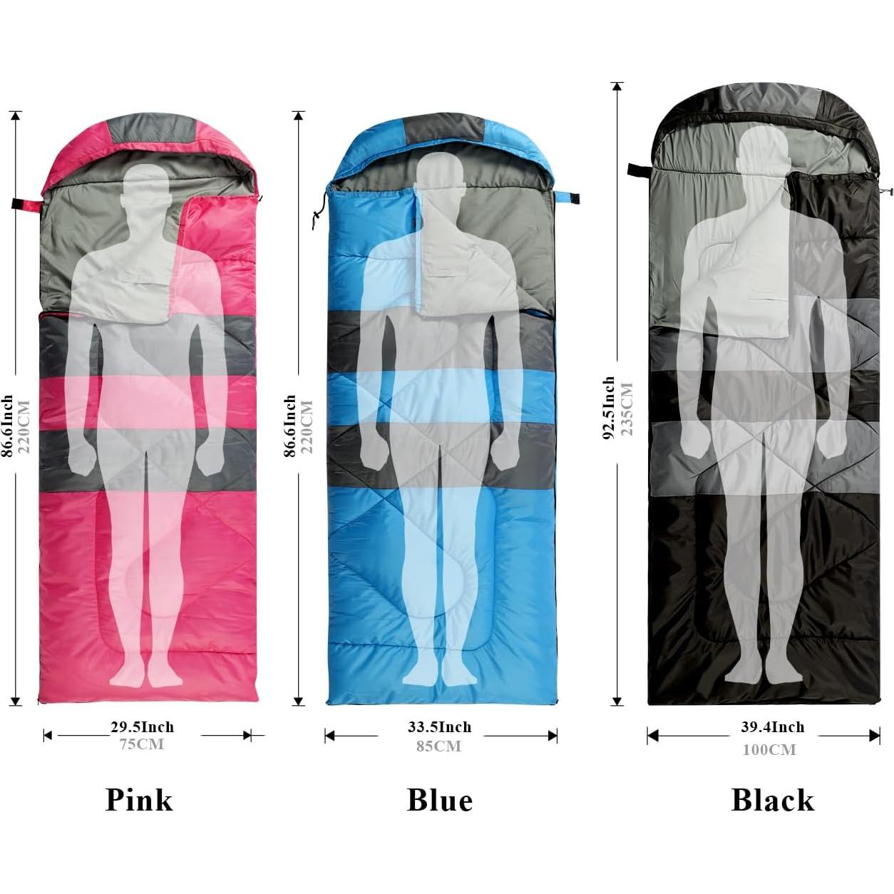 Saco de Dormir Peirhw 3 Temporadas Impermeable 1.3 kg Rosa