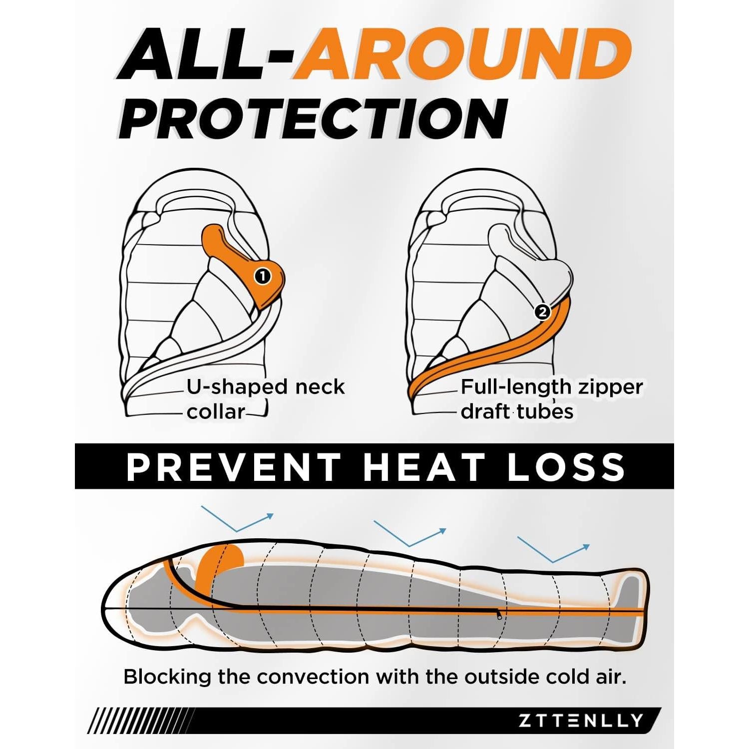Saco de dormir ZTTENLLY de plumas 0-20°C para 4 estaciones