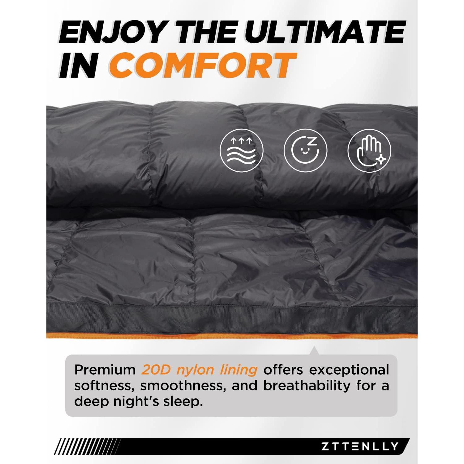 Saco de dormir ZTTENLLY de plumas 0-20°C para 4 estaciones