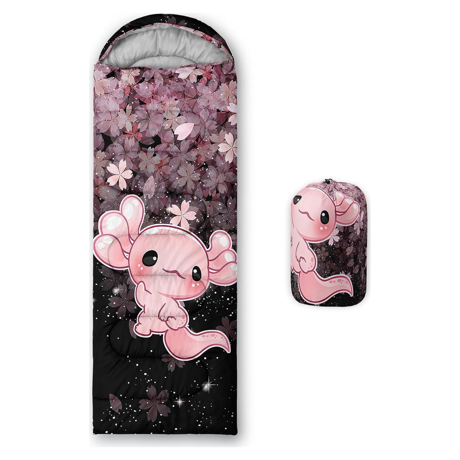 Saco de Dormir QOOMO Axolotl Cherry Blossom 3 Temporadas 229x79cm