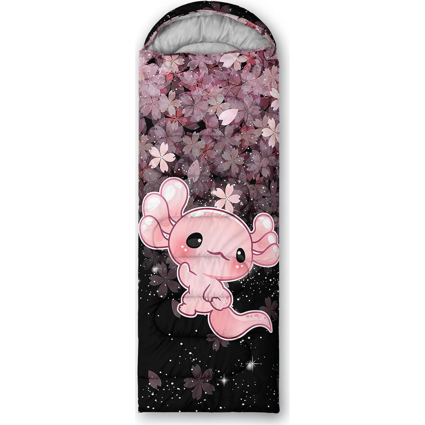 Saco de Dormir QOOMO Axolotl Cherry Blossom 3 Temporadas 229x79cm