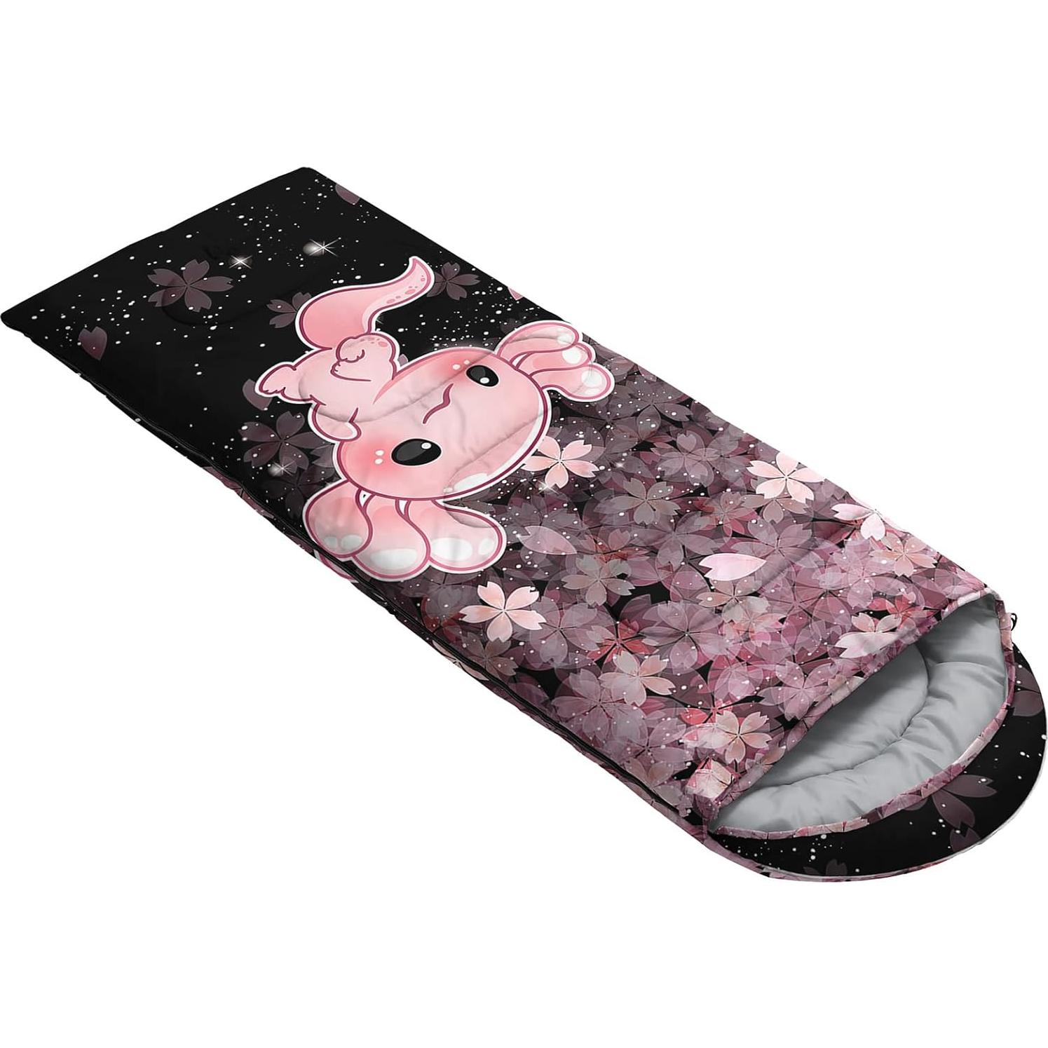 Saco de Dormir QOOMO Axolotl Cherry Blossom 3 Temporadas 229x79cm
