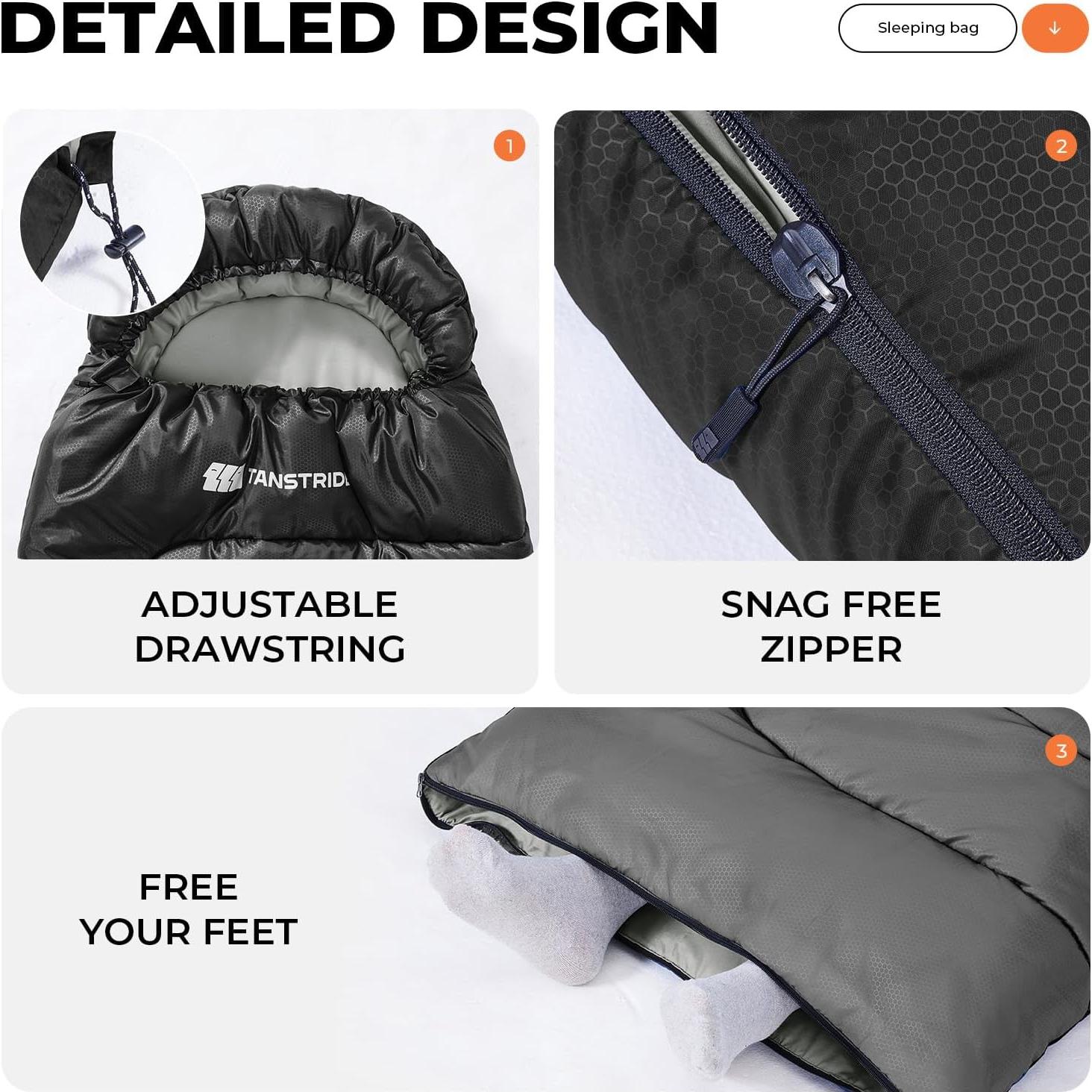 Saco de dormir TANSTRIDER 220x80 cm para camping y senderismo