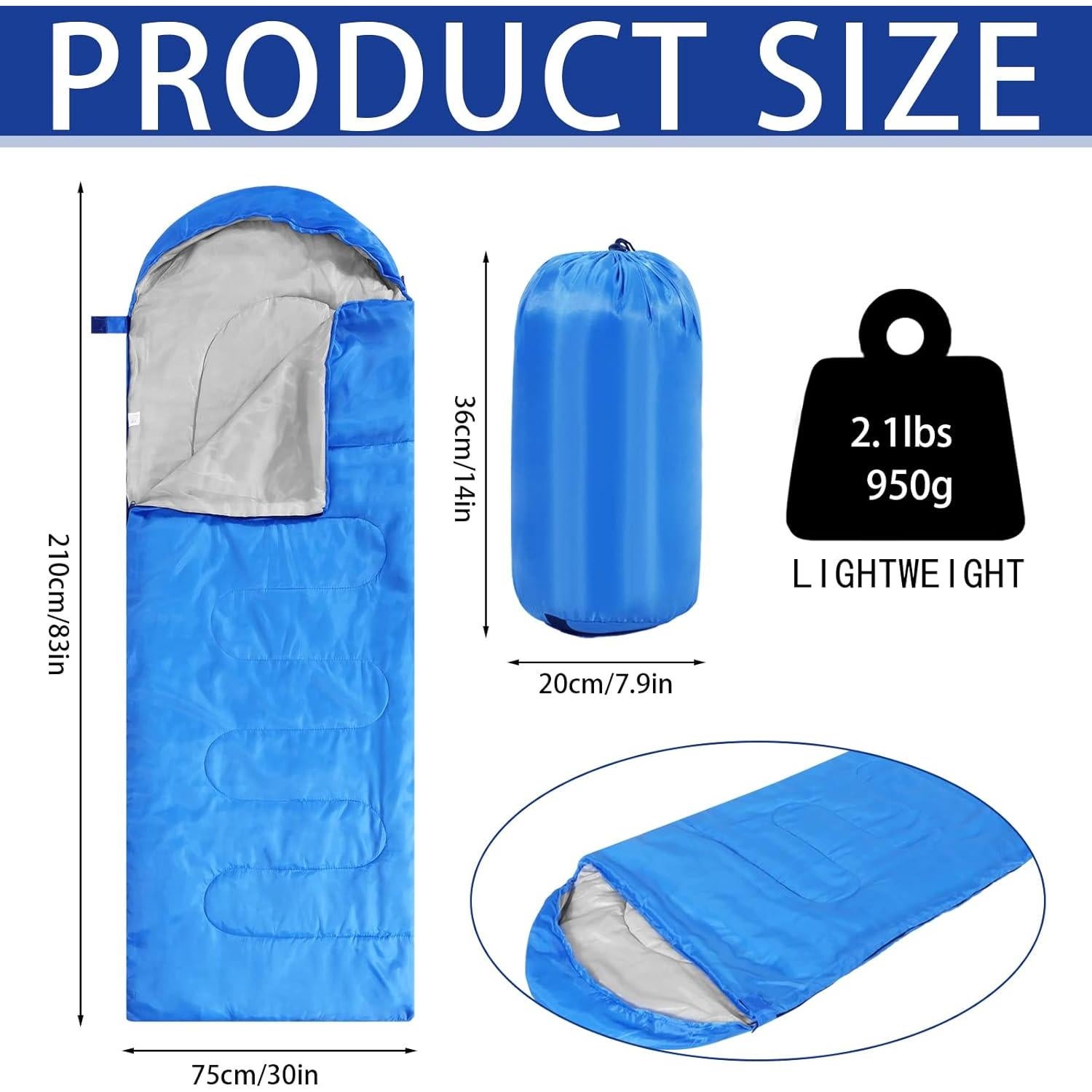Junkin 12 Pcs Bolsa de Dormir Impermeable 210x75cm Camping