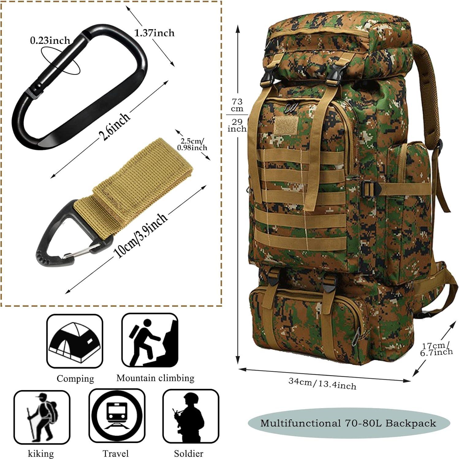 Mochila de Senderismo 70L Oxford Militar Negra - Impermeable