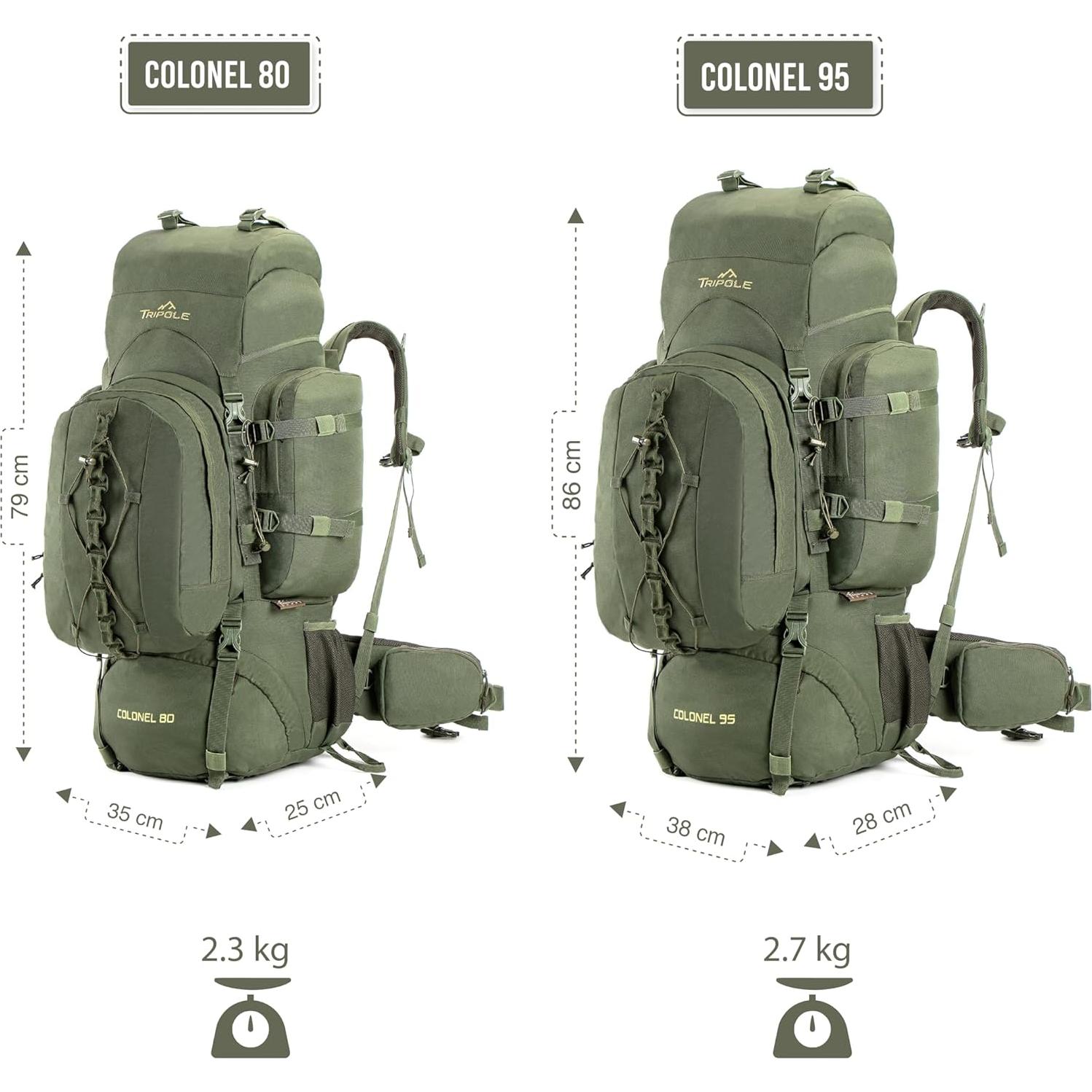 Mochila de Trekking Tripole Gears Colonel 95L Verde Ejército