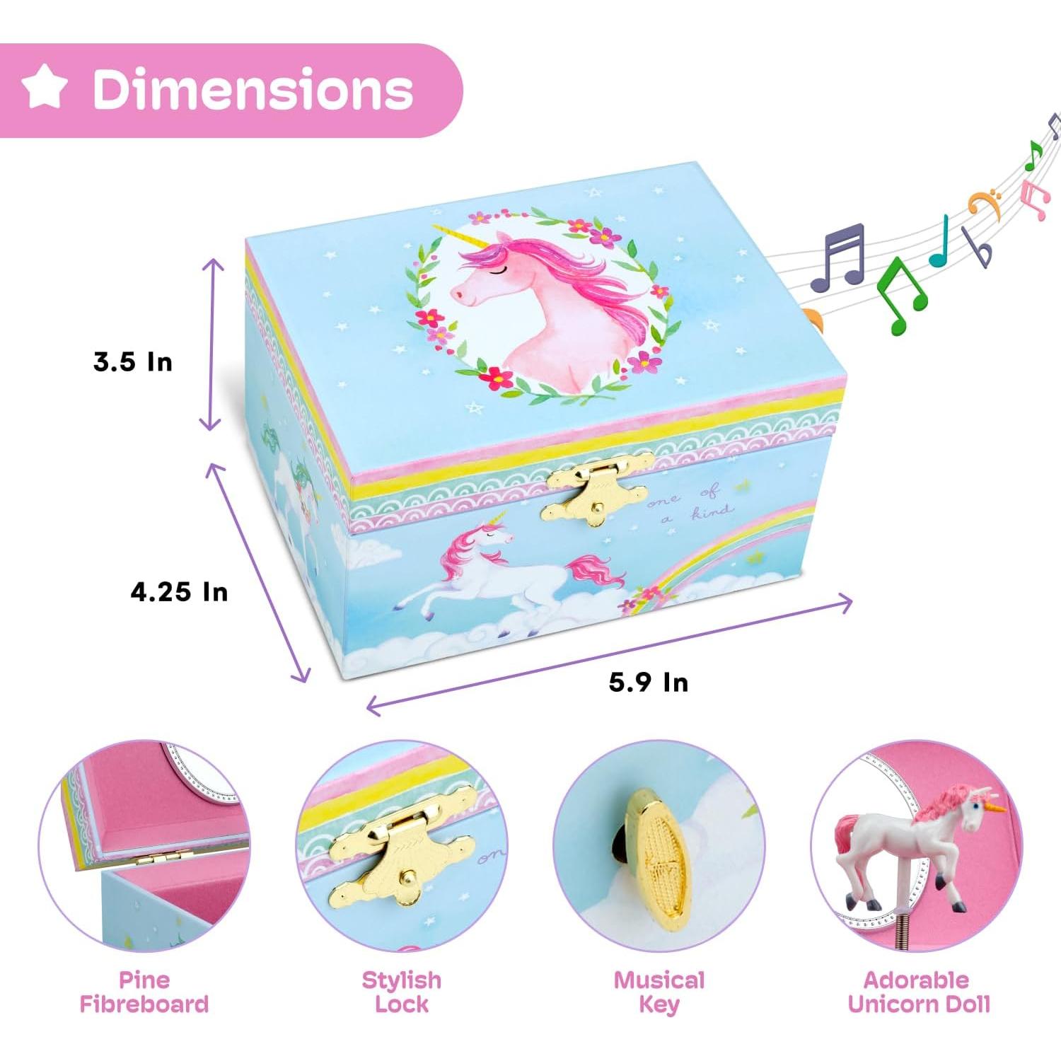 Caja de Joyería Musical Jewelkeeper Unicornio 15.24x11.75 cm