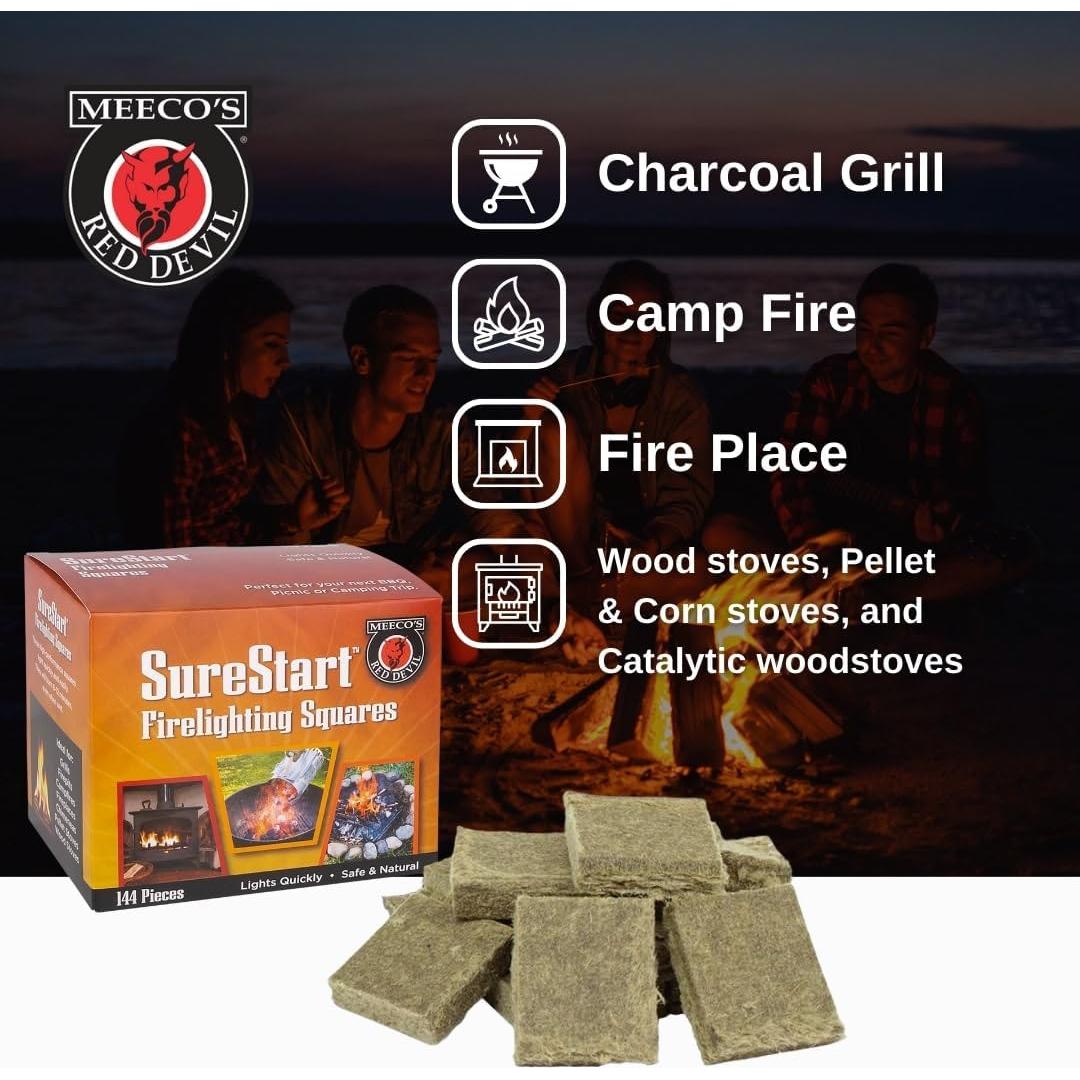 Cuadrados de Encendido MEECO'S RED DEVIL 144 Unidades - Fuego Rápido