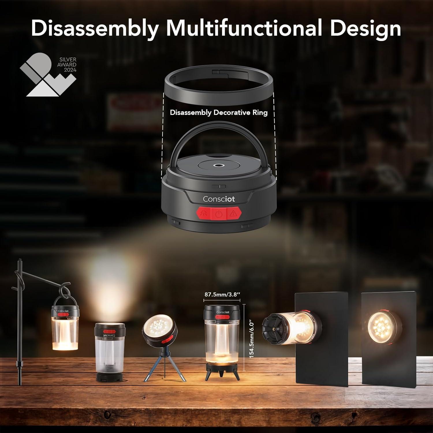 Linterna de Camping LED Consciot C10 Recargable USB-C 425 Lúmenes