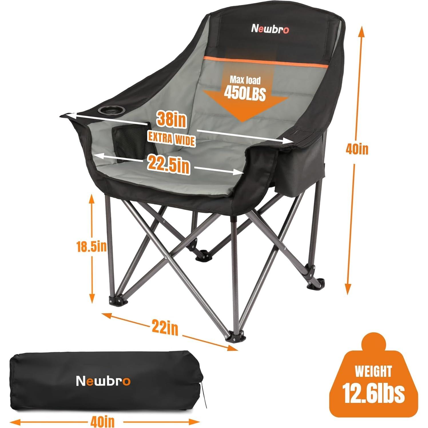 Silla de Camping Plegable Newbro XL con Enfriador 204kg
